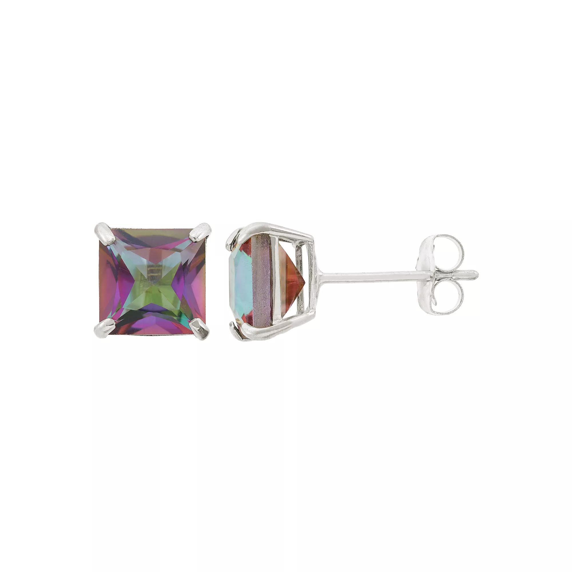 Designs by Gioelli Mystic Topaz 10k White Gold Stud Earrings, Women's, Green Product Image