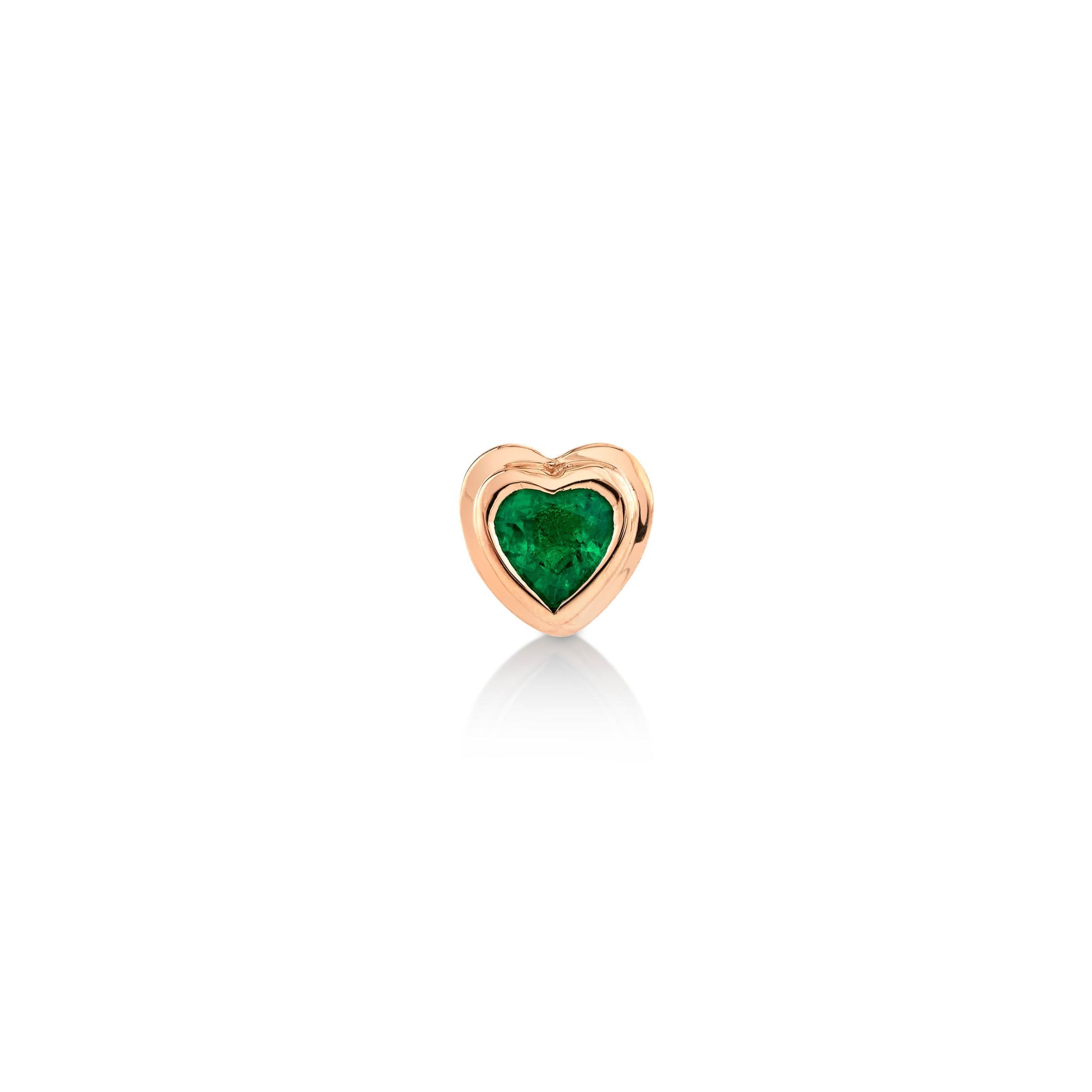 SINGLE EMERALD BEZEL HEART STUD Product Image