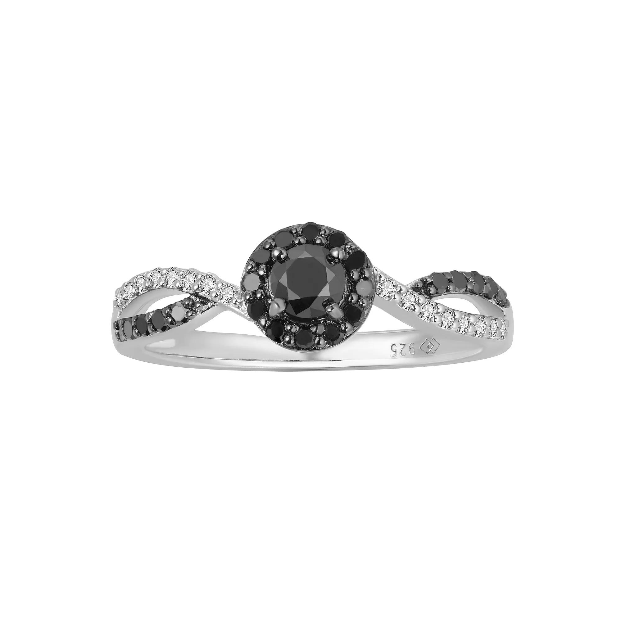 Sterling Silver 1/2 Carat T.W. Black And White Diamond Ring, Women's,  Product Image
