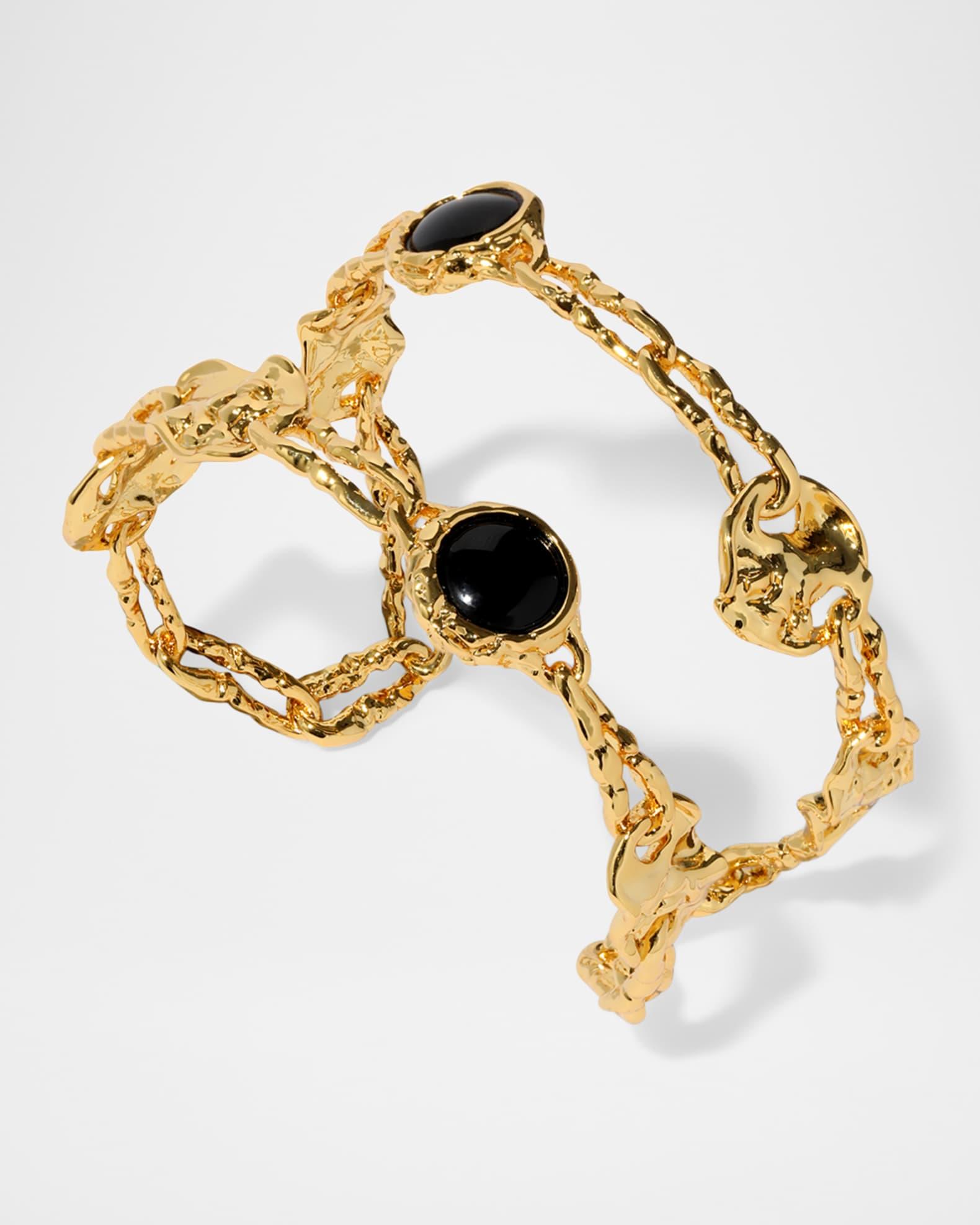 Brut Onyx Coin Open Cuff Bracelet Product Image