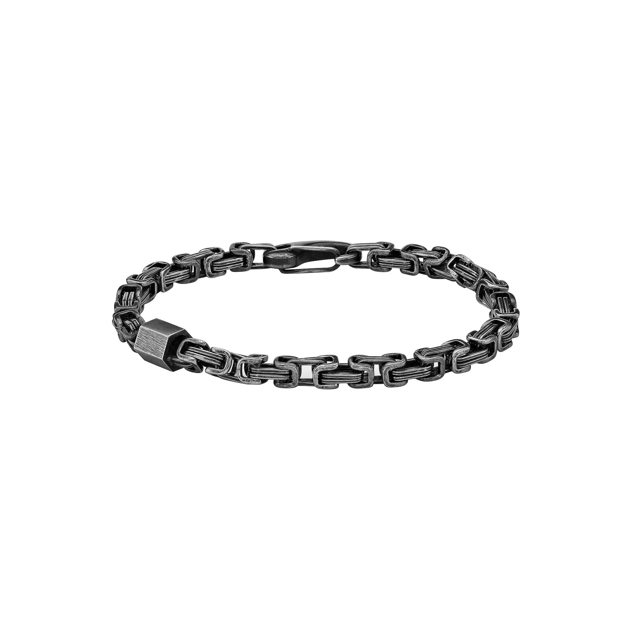 Men's LYNX Stainless Steel Black Ion Plated Byzantine Chain Bracelet,  Product Image