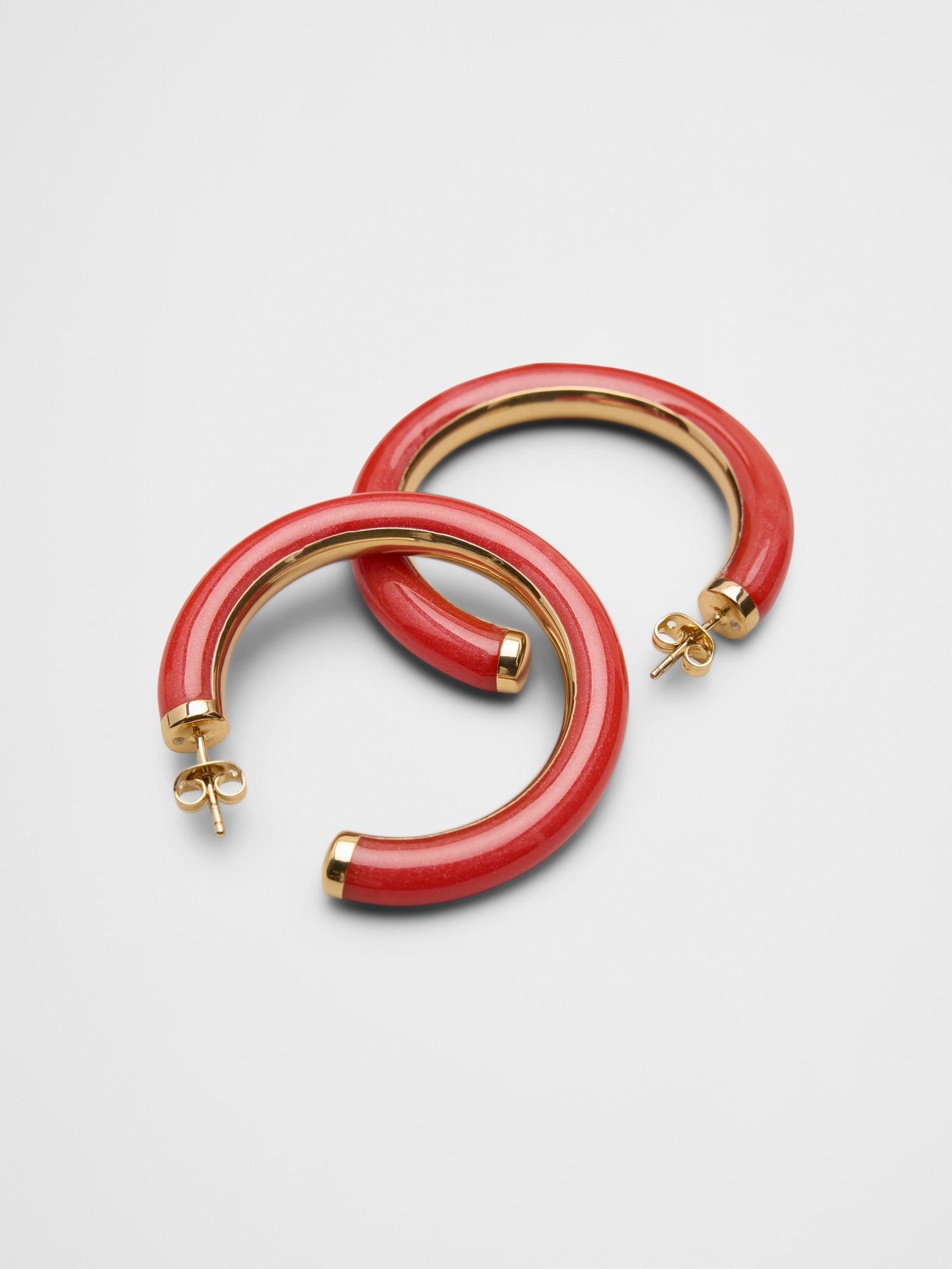 Resin Metal Hoop Earrings Product Image