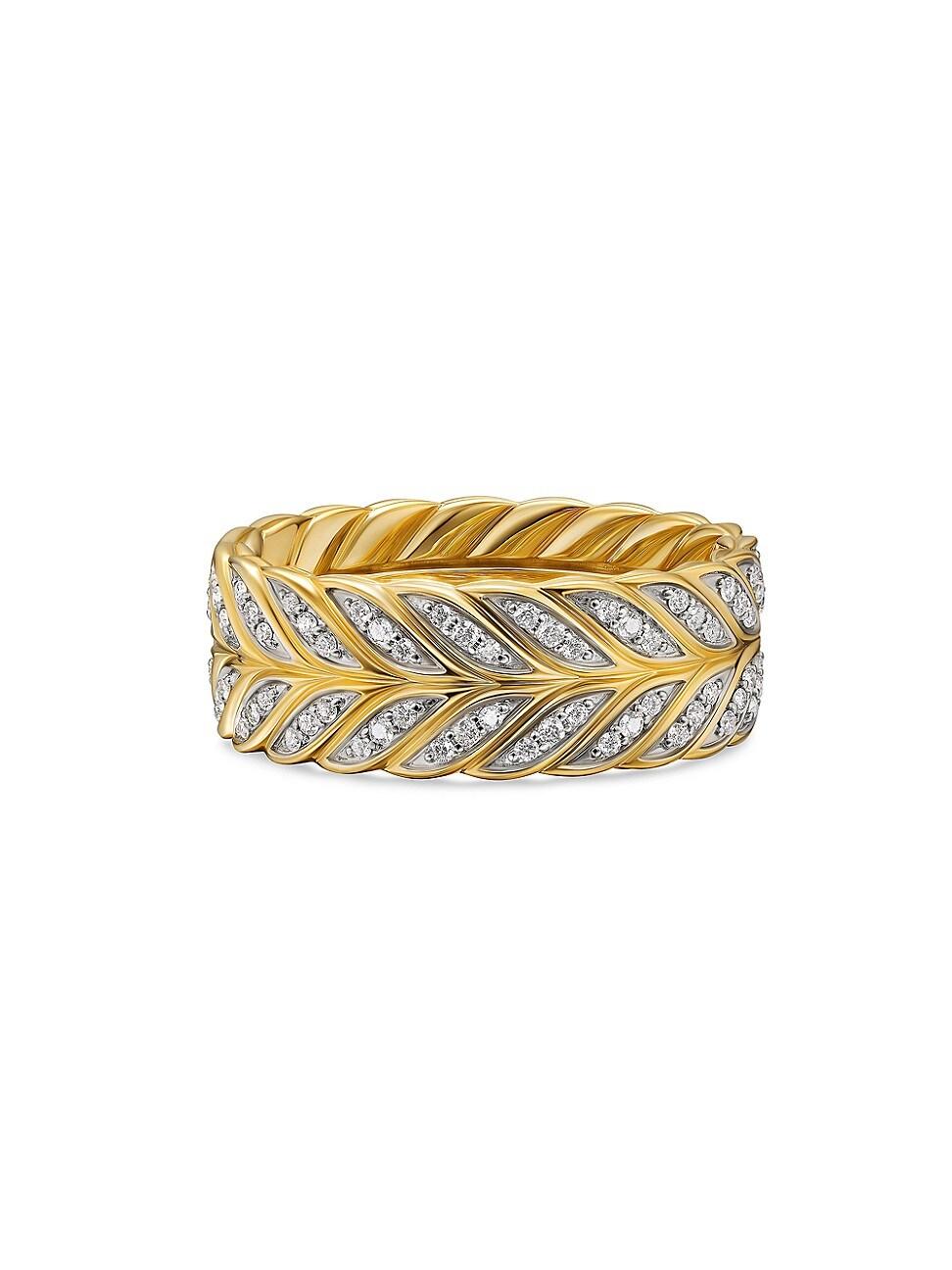 Mens Chevron Pave Band Ring in 18K Yellow Gold Product Image