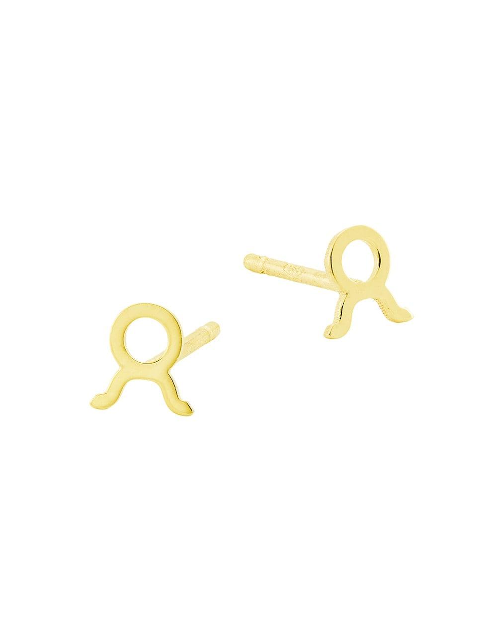 Womens 14Kt Gold Yellow Finish Polished Stud Libra Earring With Push Back Clasp Product Image