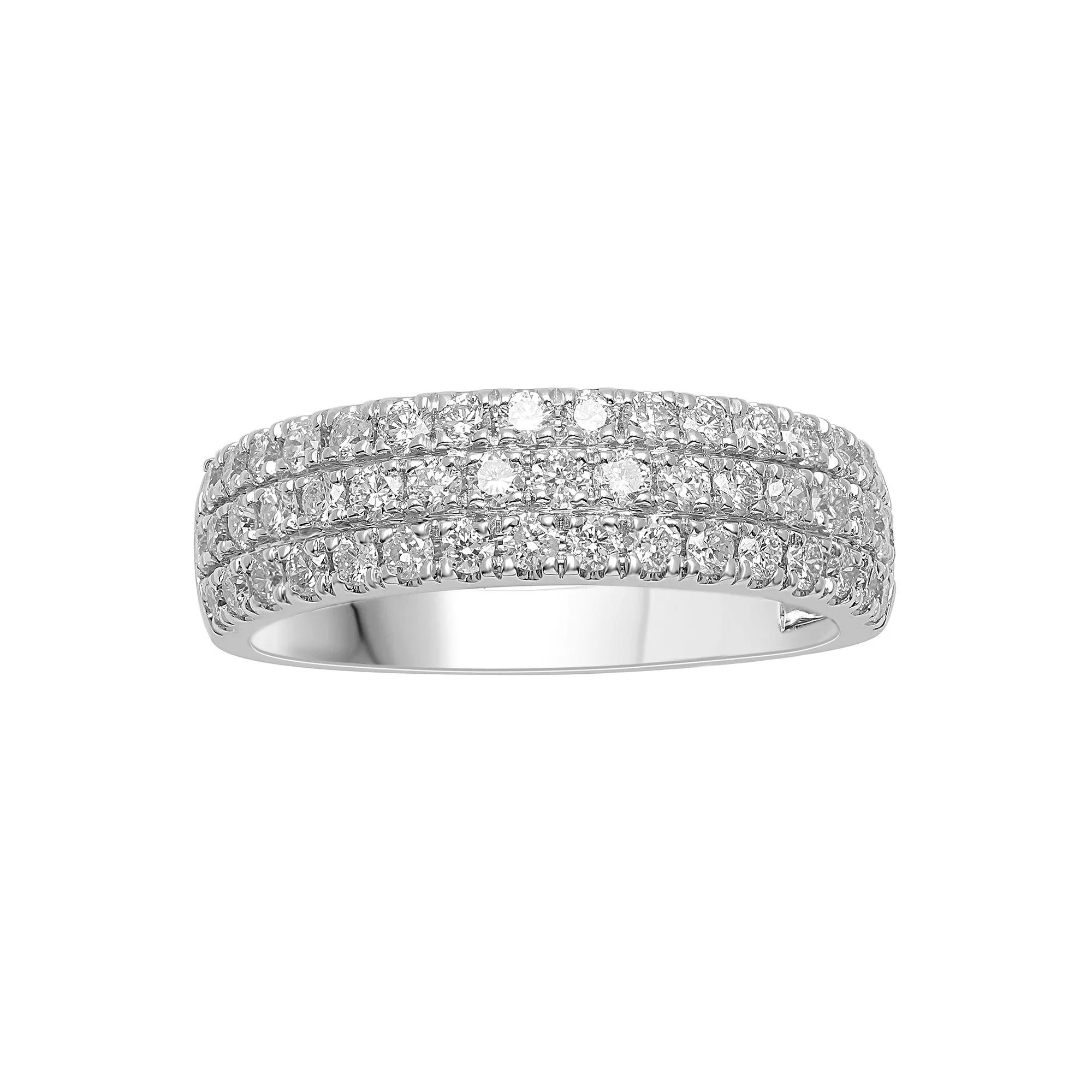 Platinum 1 Carat T.W. Diamond 3-Row Anniversary Band, Women's, Size: 6, White Product Image