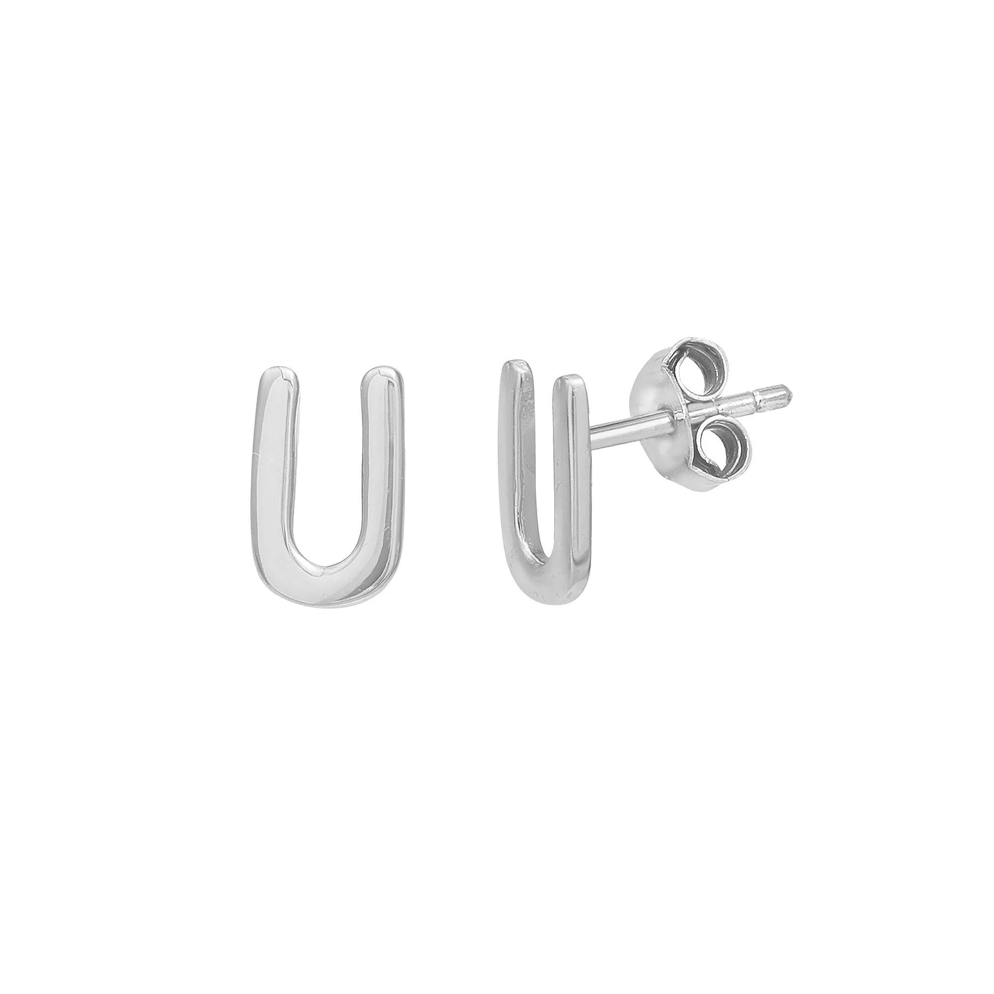 PRIMROSE Sterling Silver Initial Stud Earrings, Women's, Silver Tone U Product Image