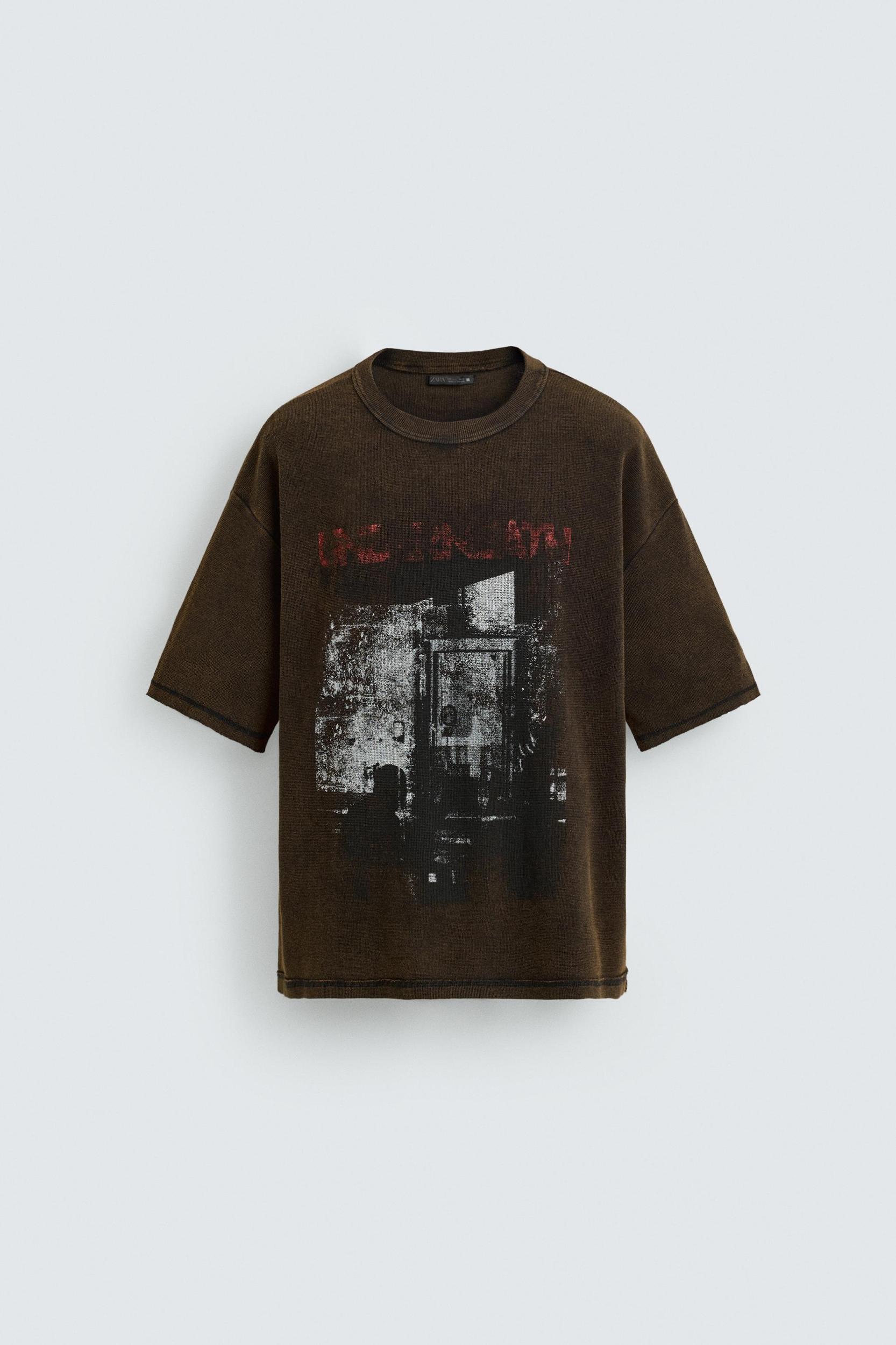 WASHED PRINT KNIT T-SHIRT Product Image