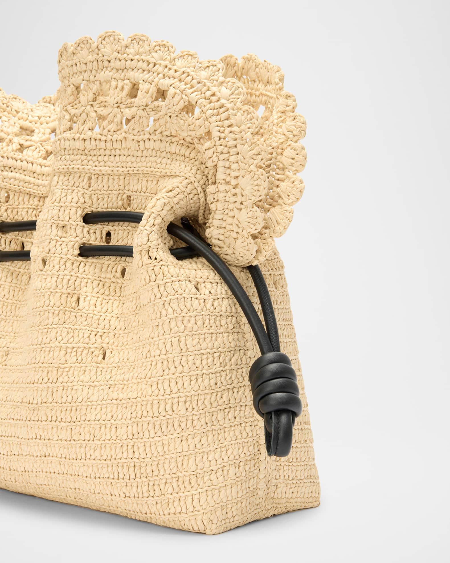 x Paula’s Ibiza Flamenco Medium Ruffled Clutch Bag in Raffia Product Image