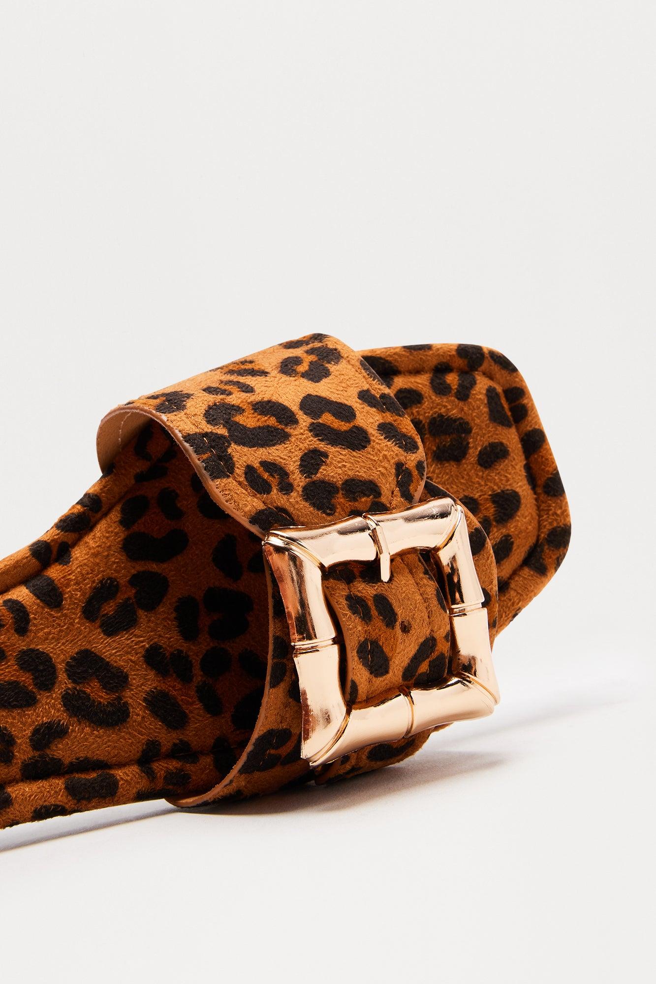 Finny Buckle Slip On Sandals - Leopard Product Image