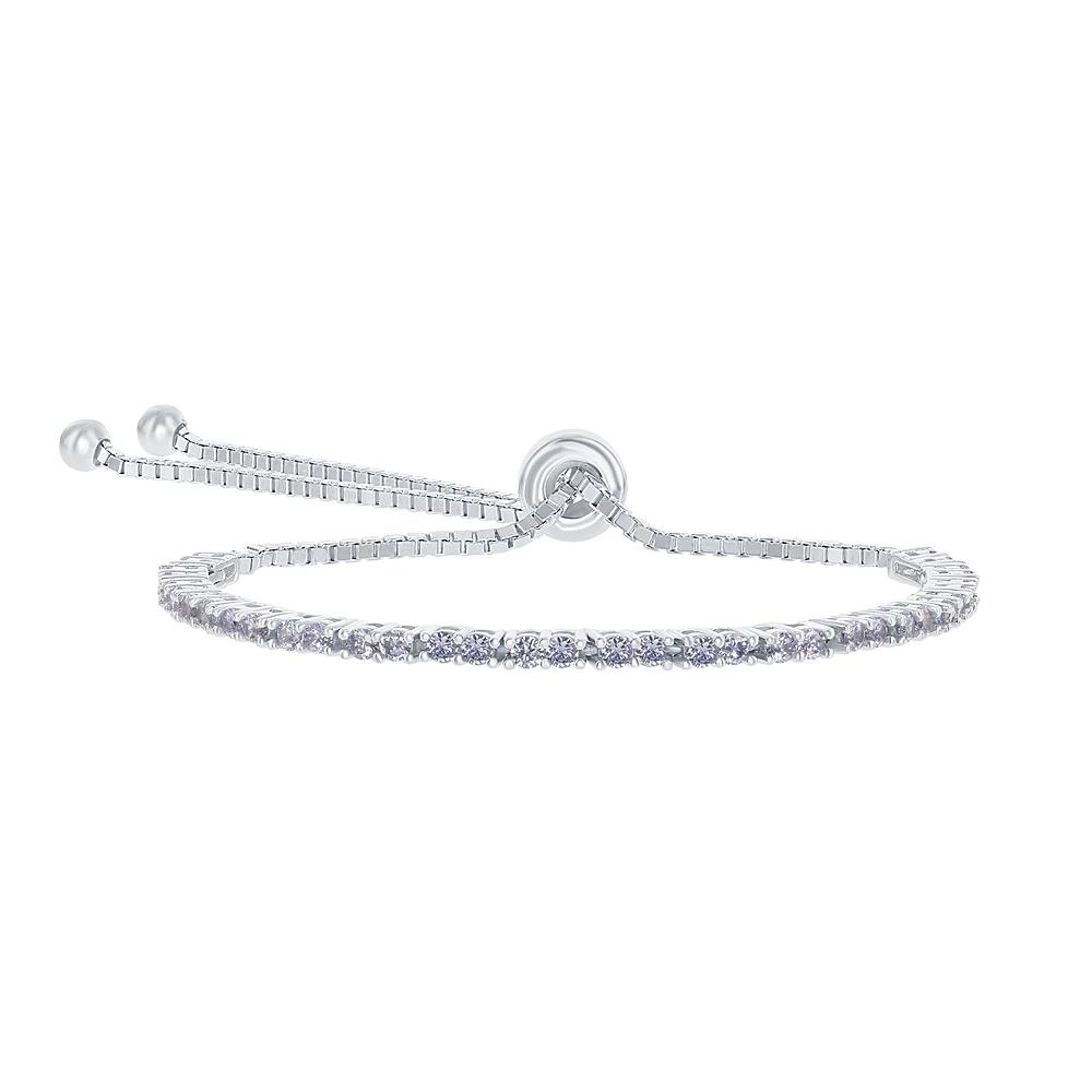 Sterling Silver 2mm Birthstone Bracelet, Women's, Size: 8", February Product Image