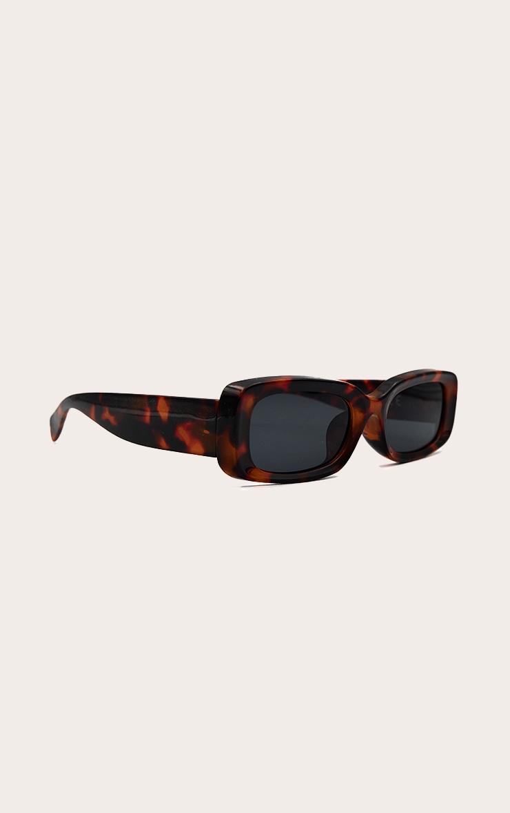 Tortoiseshell Rectangular Slim Frame Sunglasses Product Image