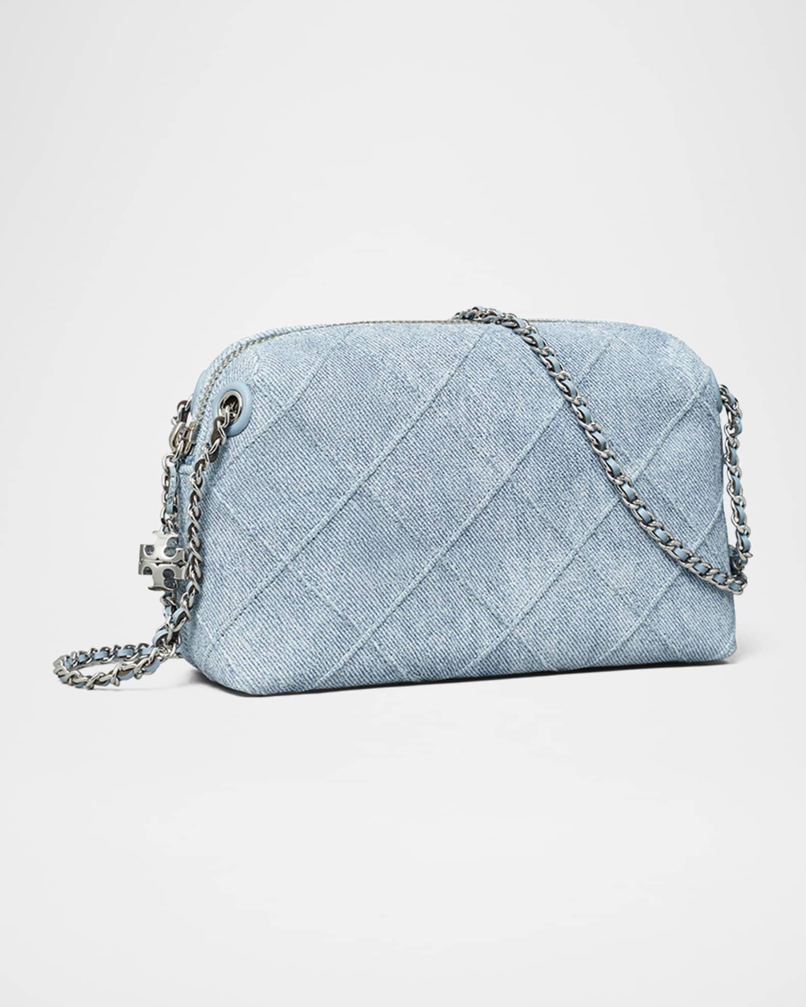 Fleming Denim-Print Suede Crossbody Bag Product Image