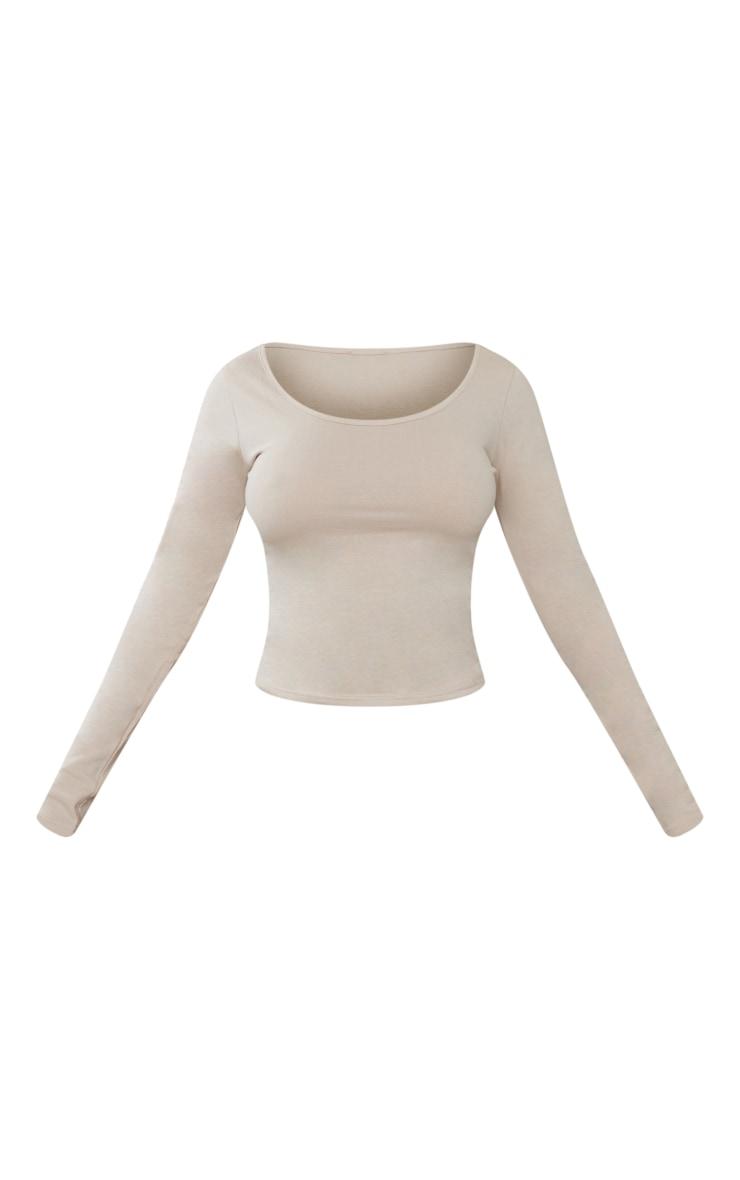 Stone Cotton Scoop Neck Long Sleeve Top Product Image