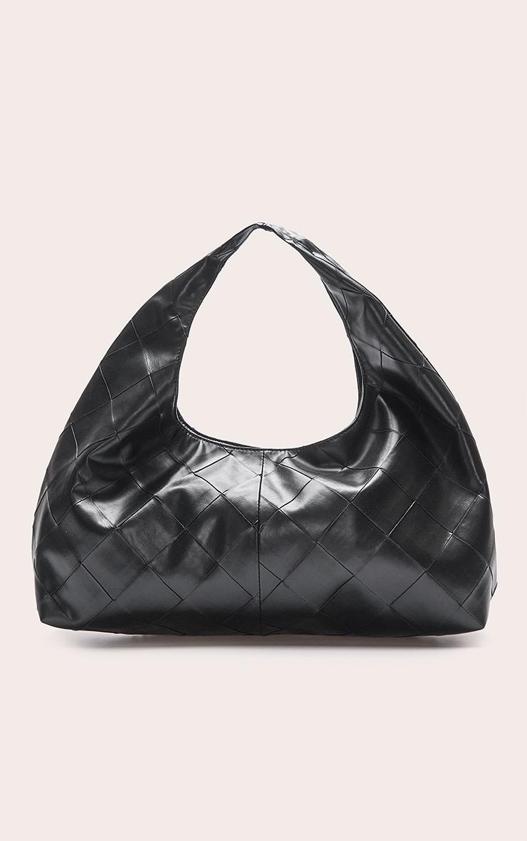 Black Oversized Weave Large Tote Bag Product Image
