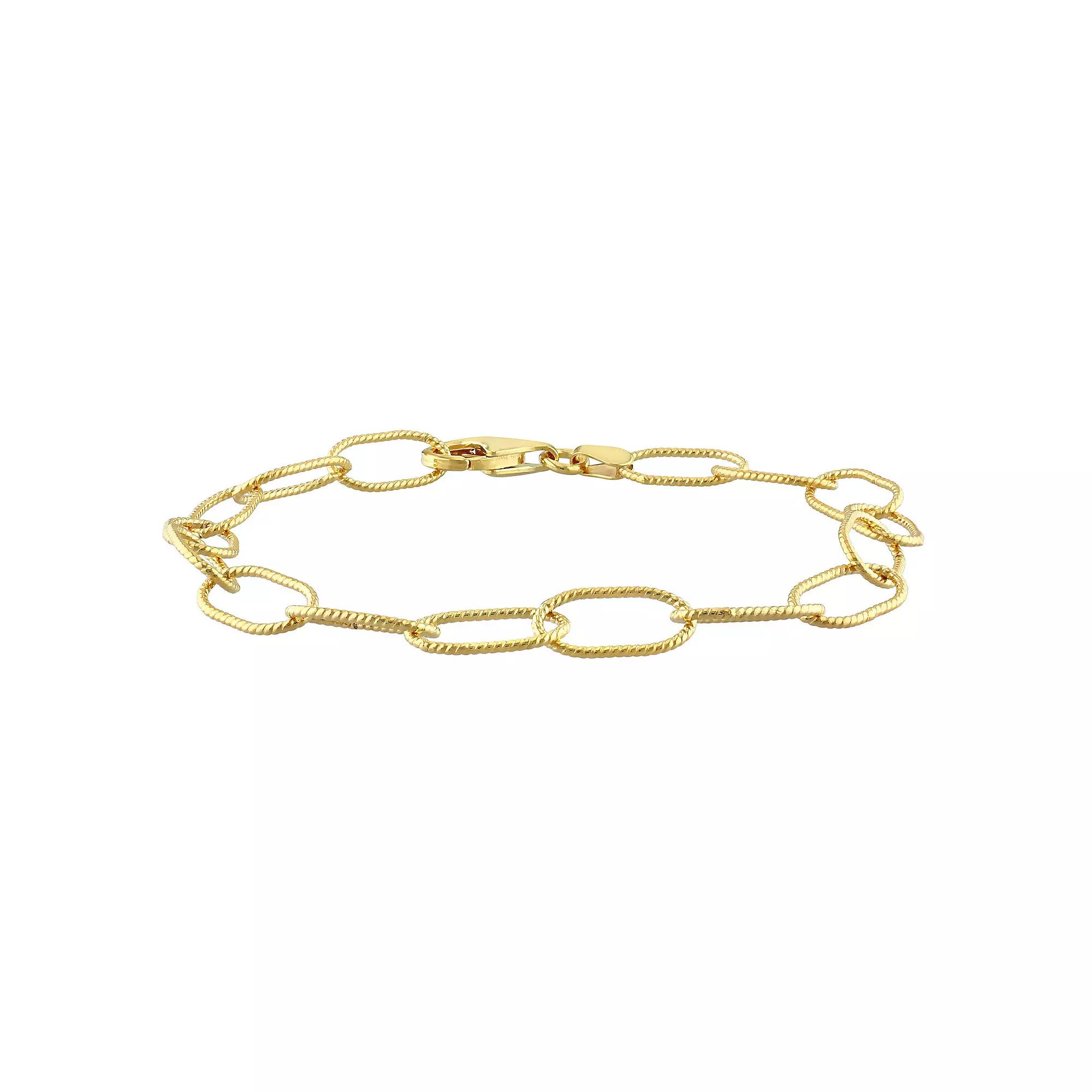 Stella Grace Sterling Silver 6.5 mm Twisted Rolo Chain Bracelet, Womens Gold Tone Product Image
