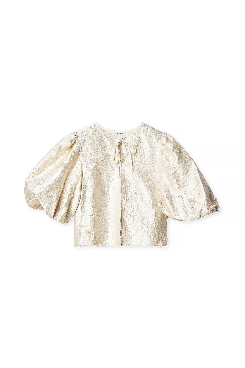 Puff Sleeve Jacquard Blouse Product Image