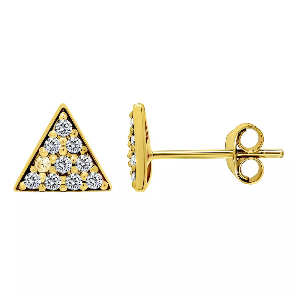Aleure Precioso Pave Cubic Zirconia Triangle Stud Earrings, Women's, Gold Tone Product Image