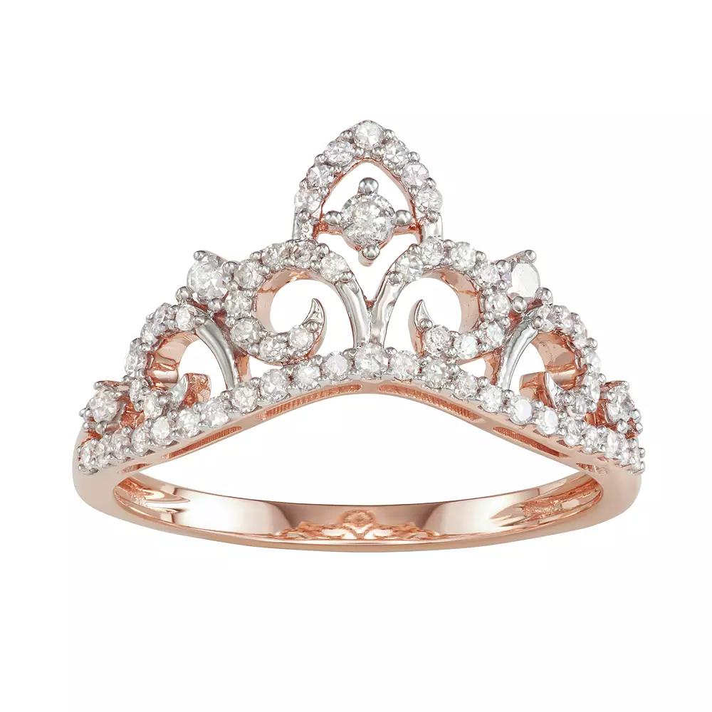 10k Rose Gold 3/8 Carat T.W. Diamond Tiara Ring, Women's, Size: 5, 10k Pink Product Image
