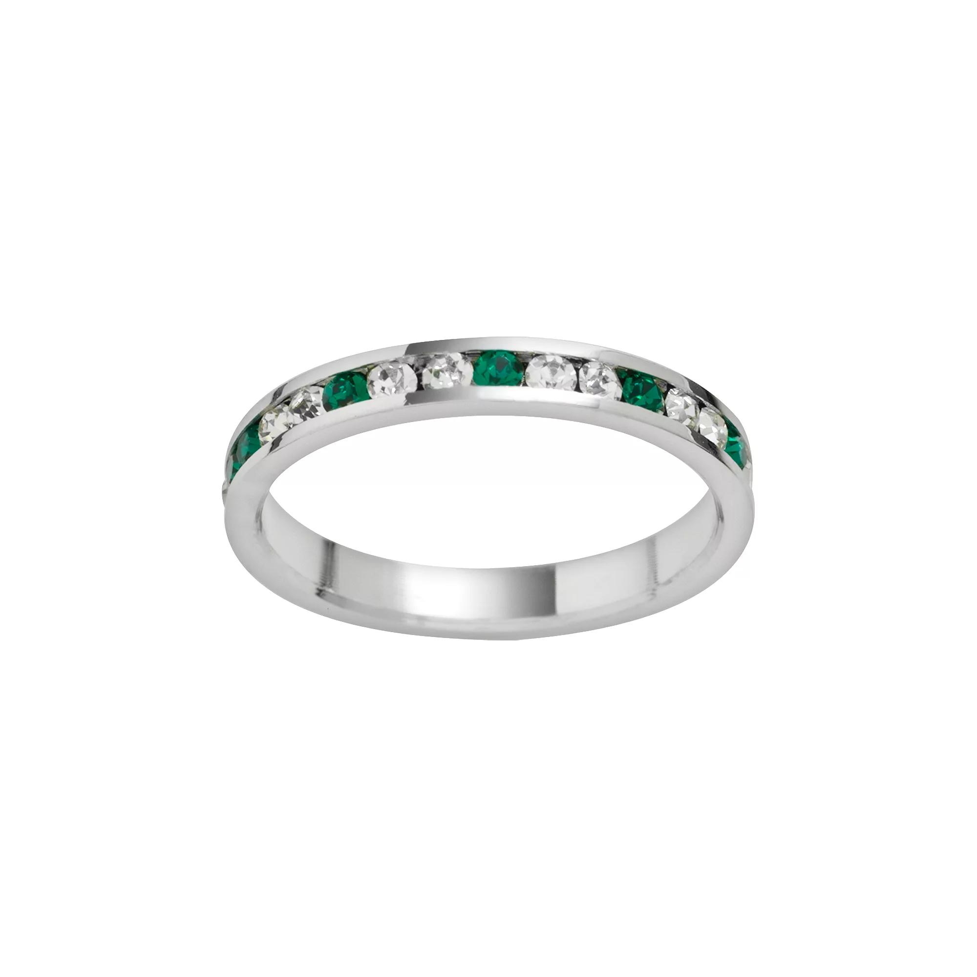 Traditions Jewelry Company Sterling Silver Crystal Eternity Ring, Women's, Size: 6, Green Product Image