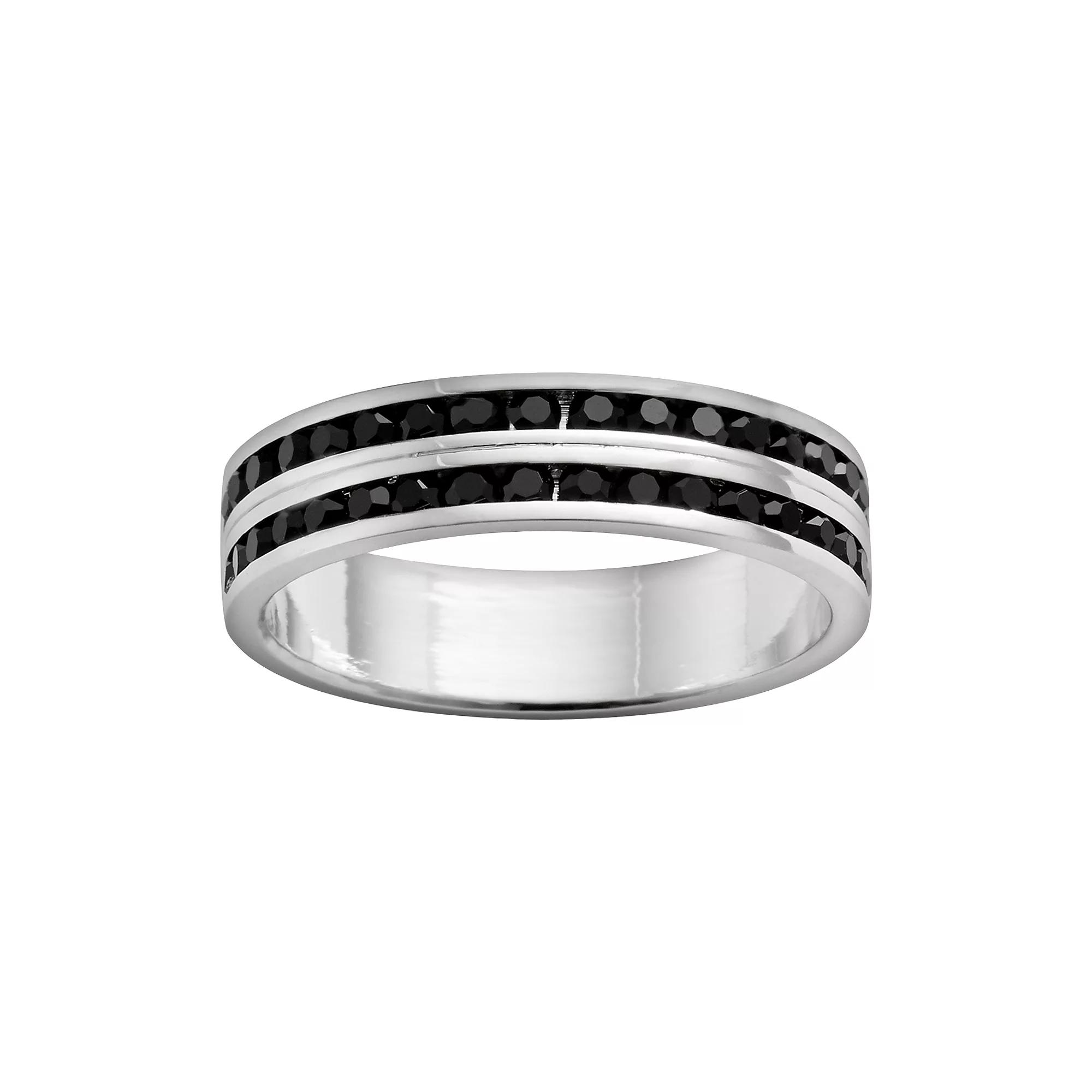 Traditions Jewelry Company Silver-Plated Crystal Eternity Ring Set, Women's,  Product Image