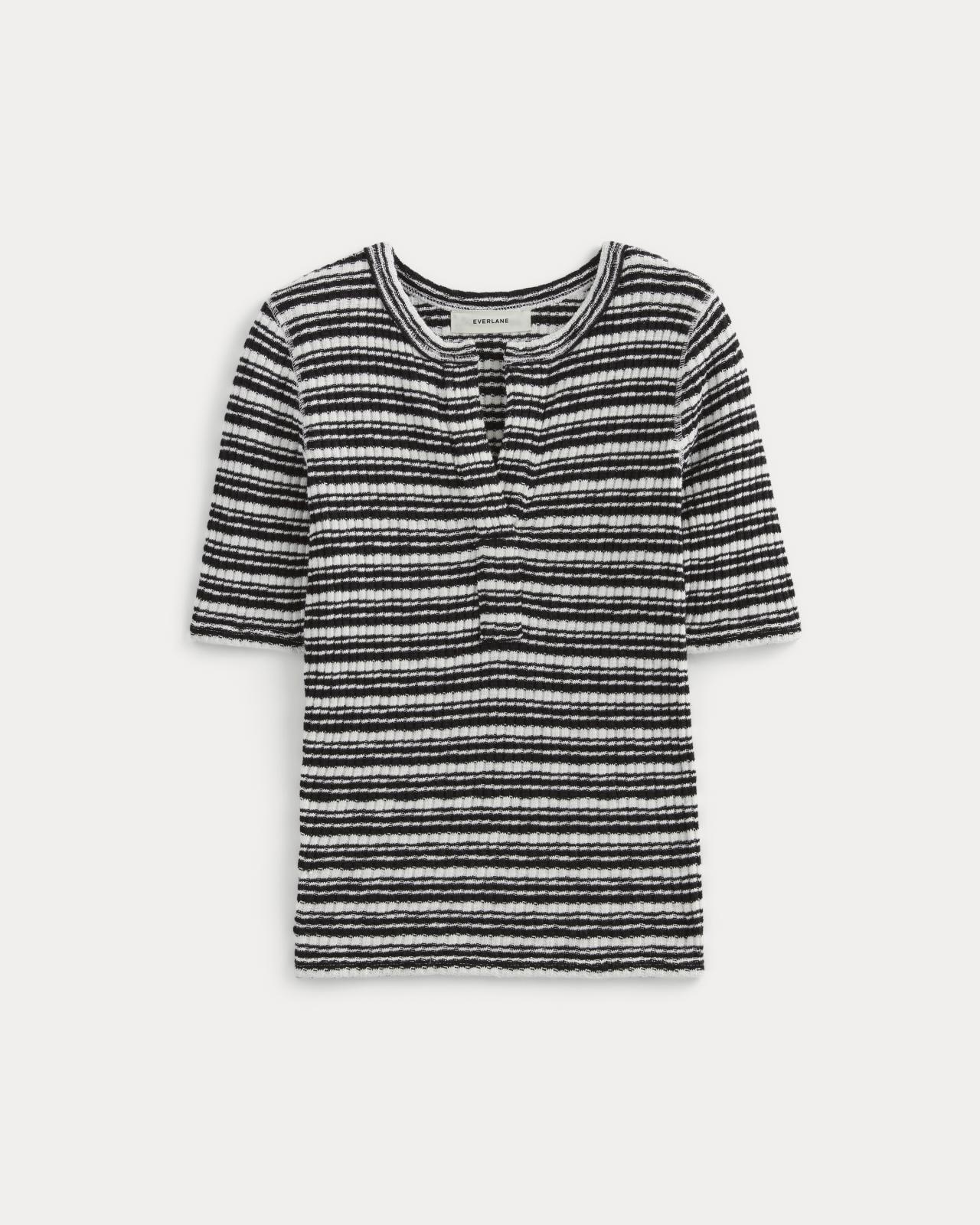 The Rib-Knit Short-Sleeve Henley Product Image