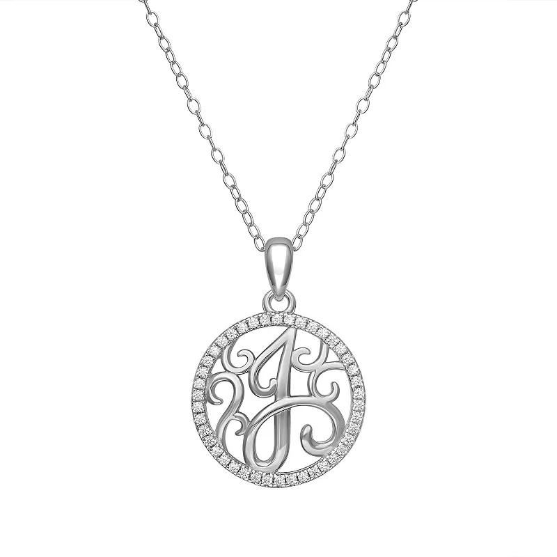 PRIMROSE Sterling Silver Cubic Zirconia Initial Pendant Necklace, Women's, Size: 18" Product Image