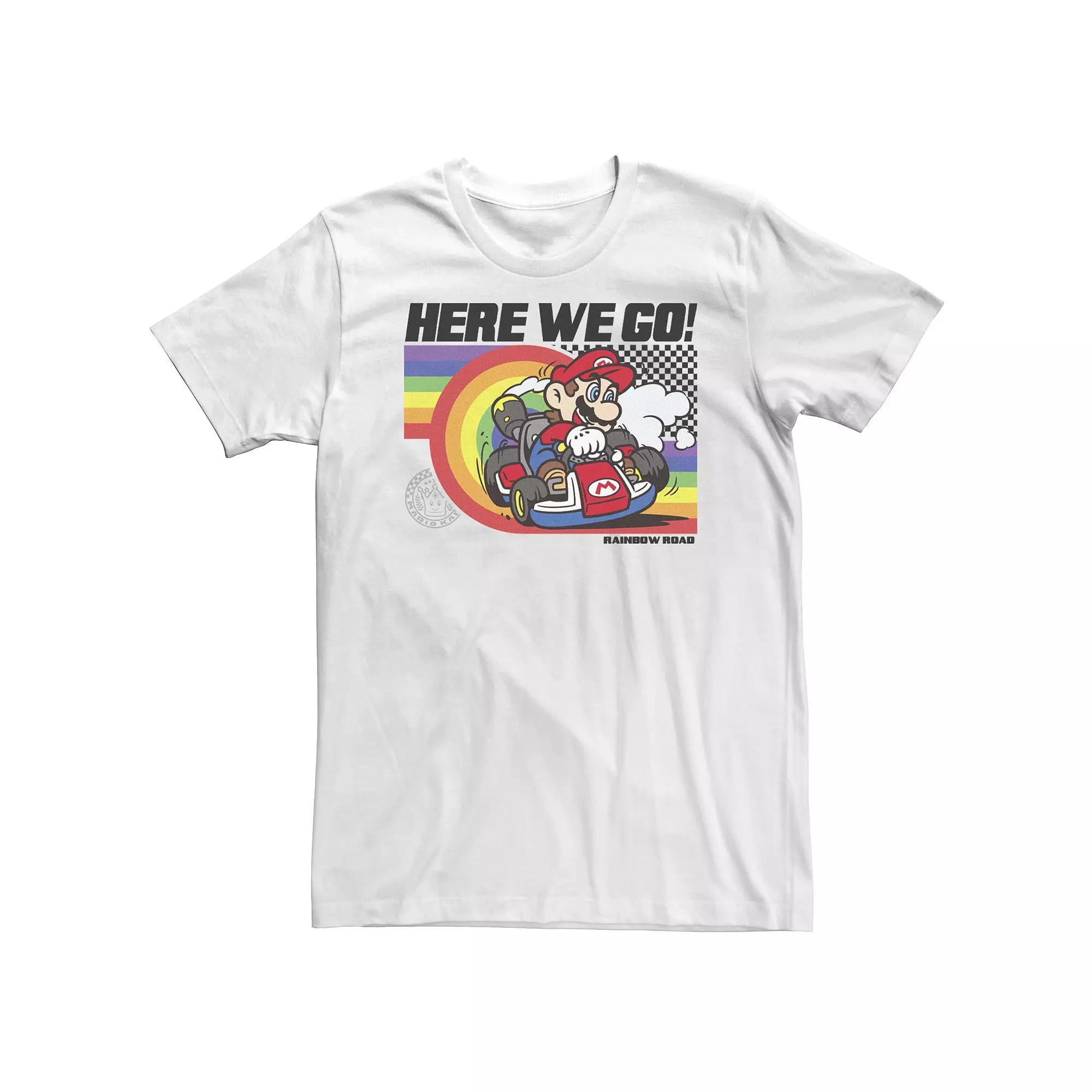 Big & Tall Mario Kart Pride Rainbow Road Here We Go Tee, Men's,  Product Image