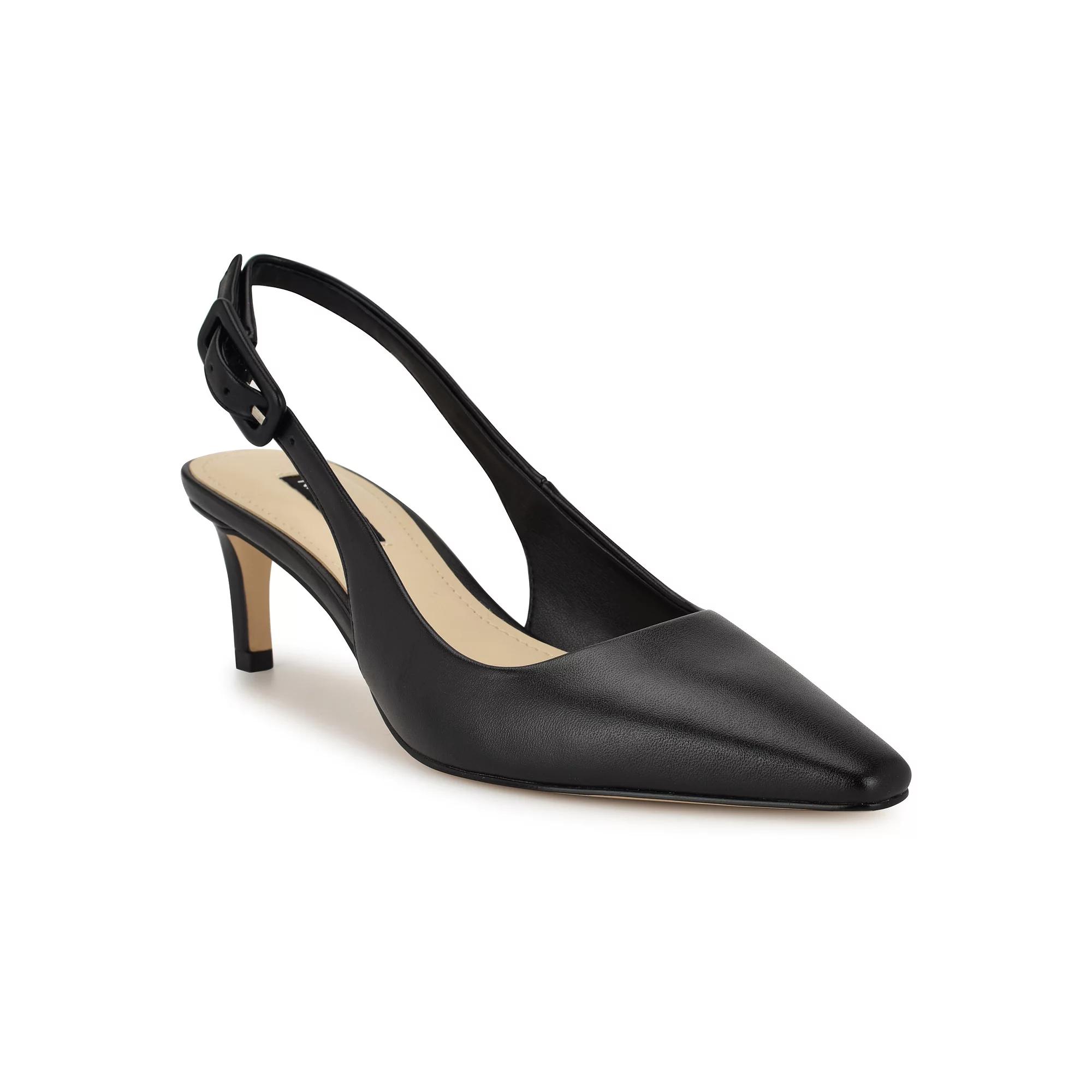Nine West Yurri Women's Kitten Heel Dress Slingback Pumps, Size: 7, Black Product Image