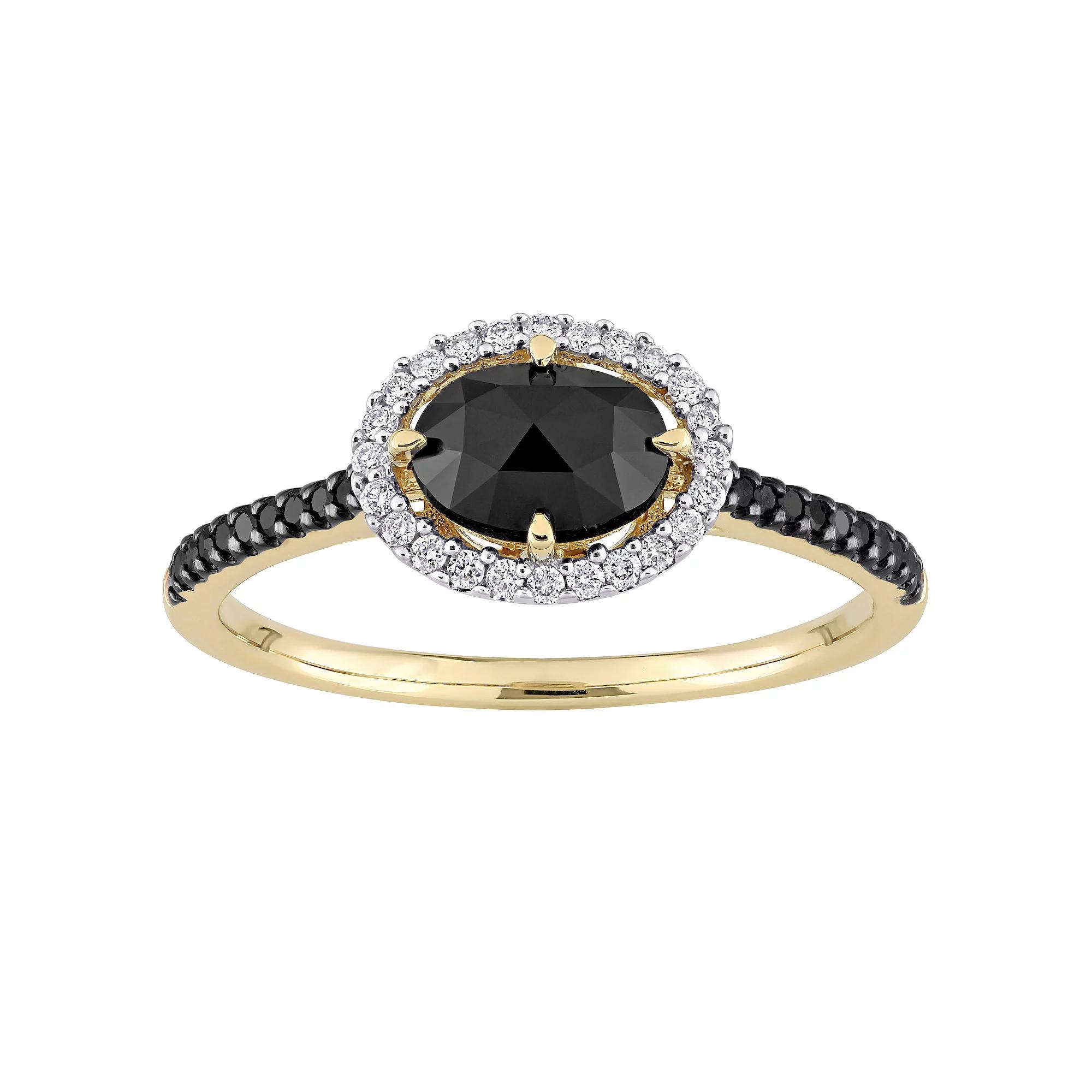 Stella Grace 14k Gold 1 1/5 Carat T.W. Black & White Diamond Halo Engagement Ring, Women's, Size: 7.50 Product Image
