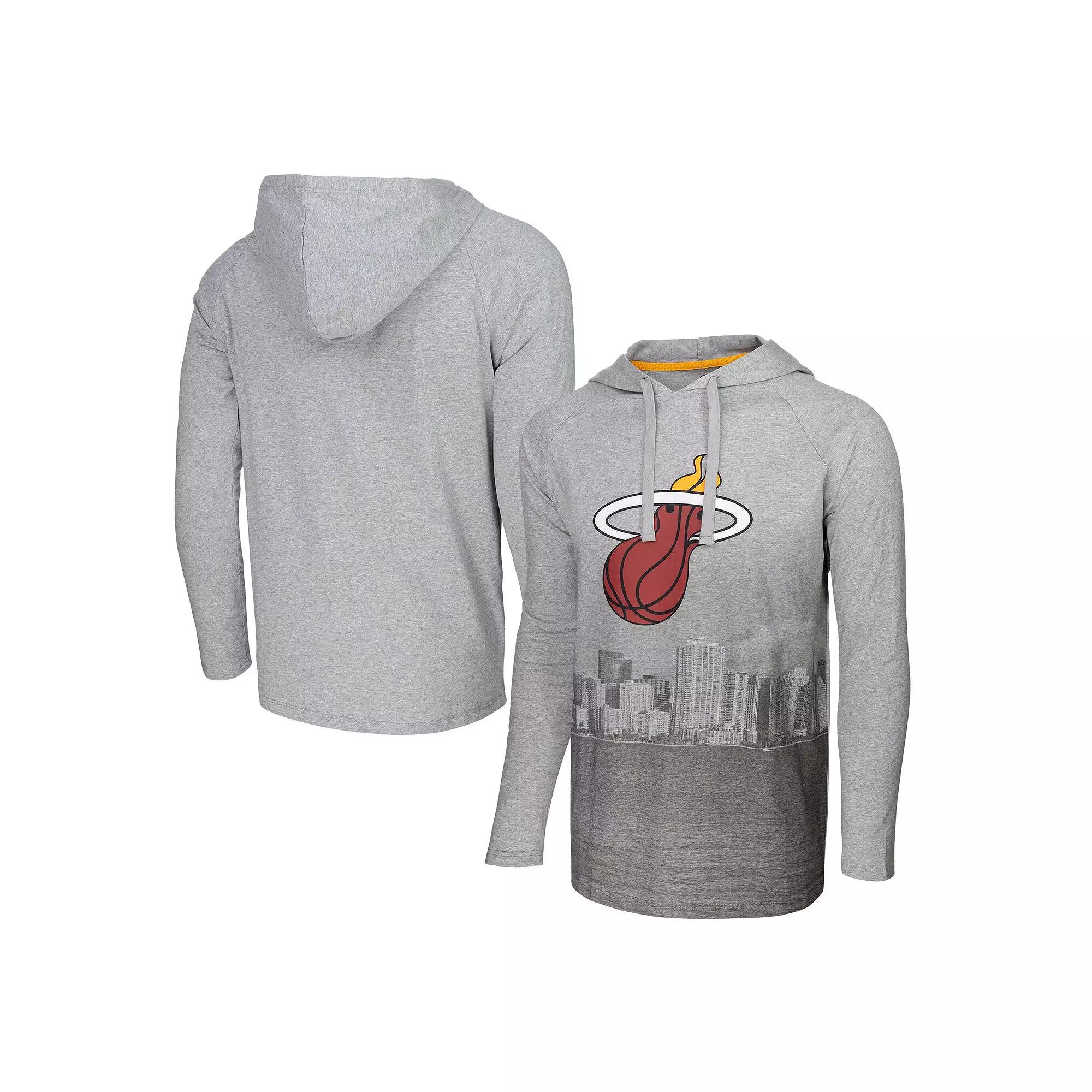 Men's Stadium Essentials Heather Gray Miami Heat Atrium Raglan Long Sleeve Hoodie T-Shirt, Adult Unisex,  Product Image