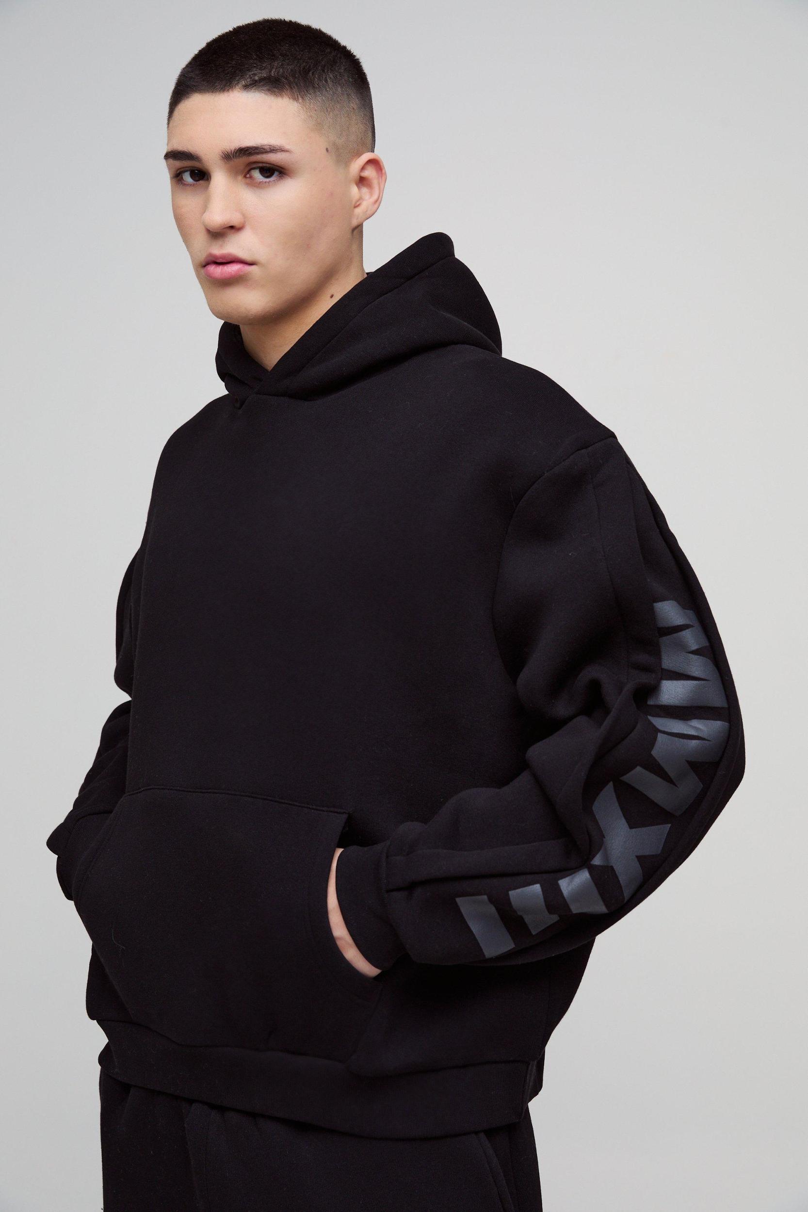 Oversized Boxy Hooded Wide Pleat Gusset Tracksuit | boohooMAN USA Product Image