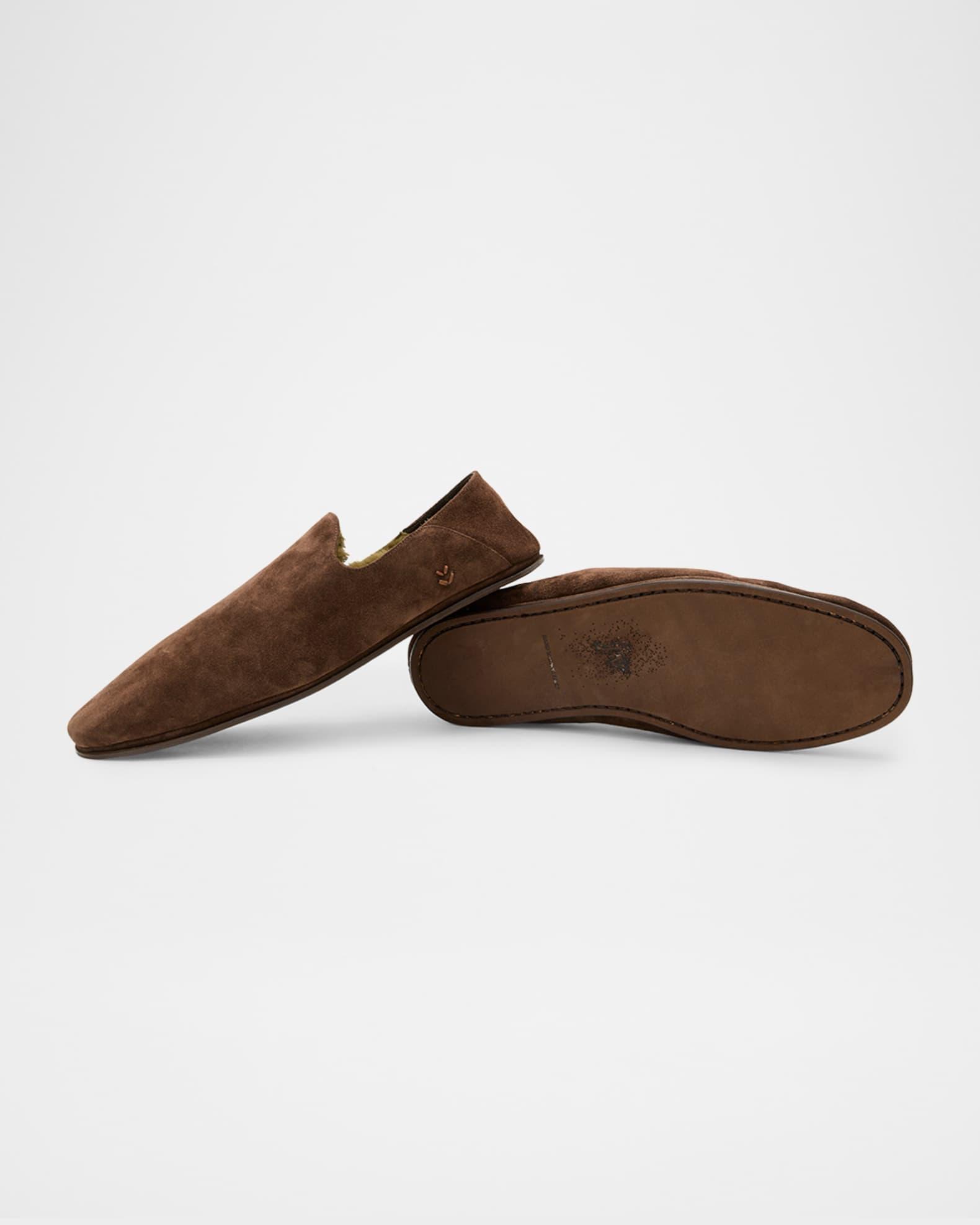 Men's Lodge Shearling-Lined Suede Moccasins Product Image
