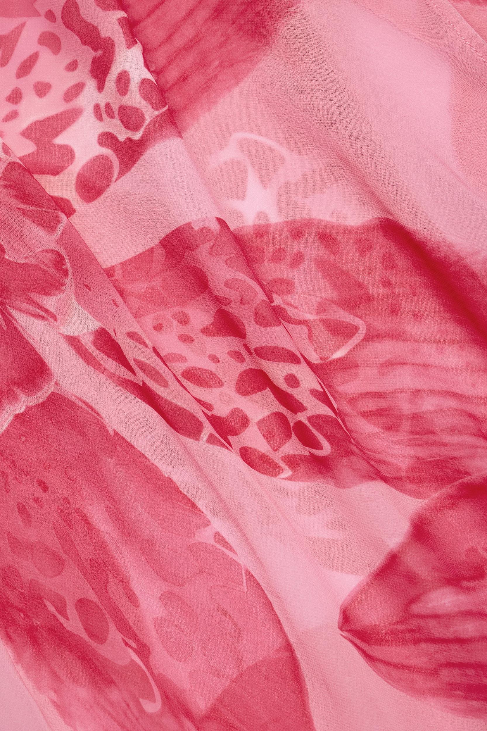 Cowl-Neck Hardware-Detail Maxi Dress in Pink Orchid Print Product Image