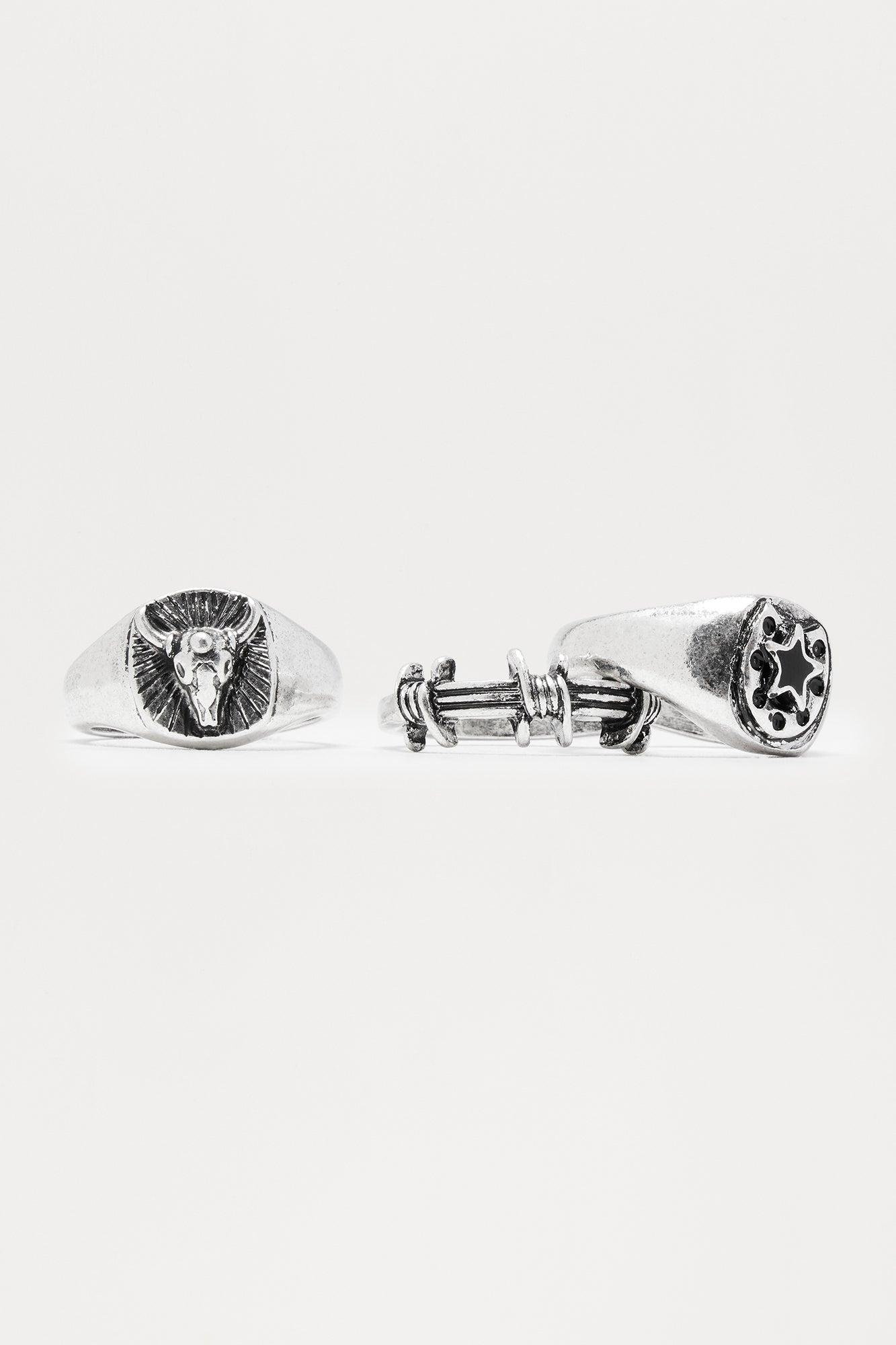 Silver Spikes Ring Set - Silver Product Image