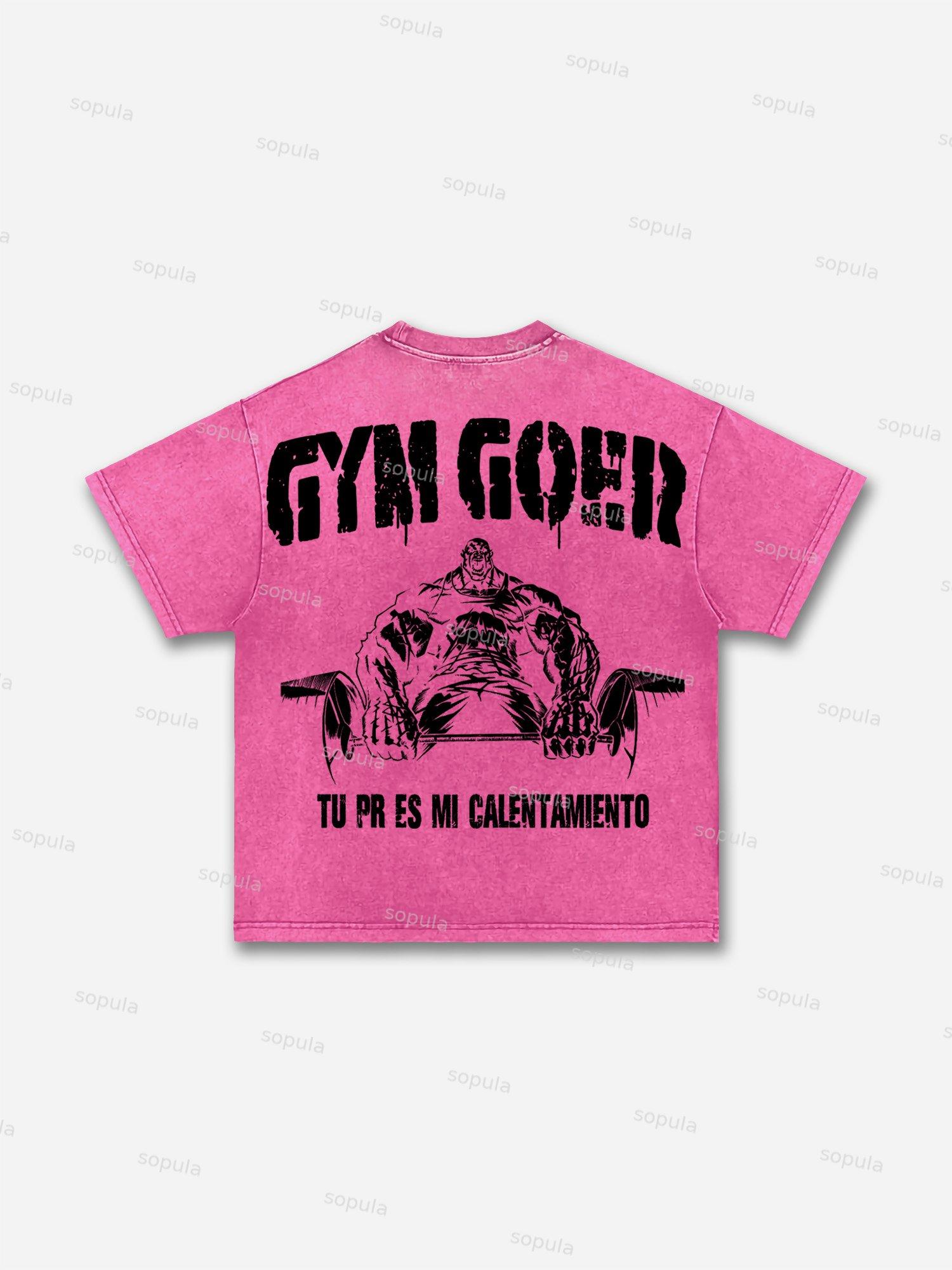 Gym-goer Vintage Graphic Acid Wash T-shirt Product Image