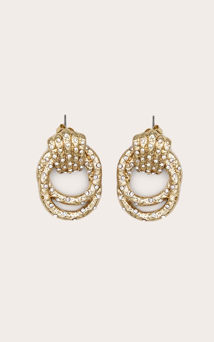 Gold Diamante Knot Door Knocker Earrings Product Image