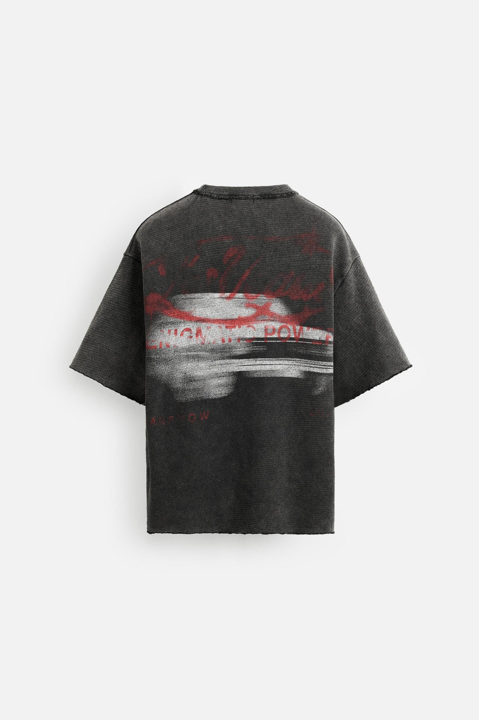 WASHED KNIT PRINT T-SHIRT Product Image