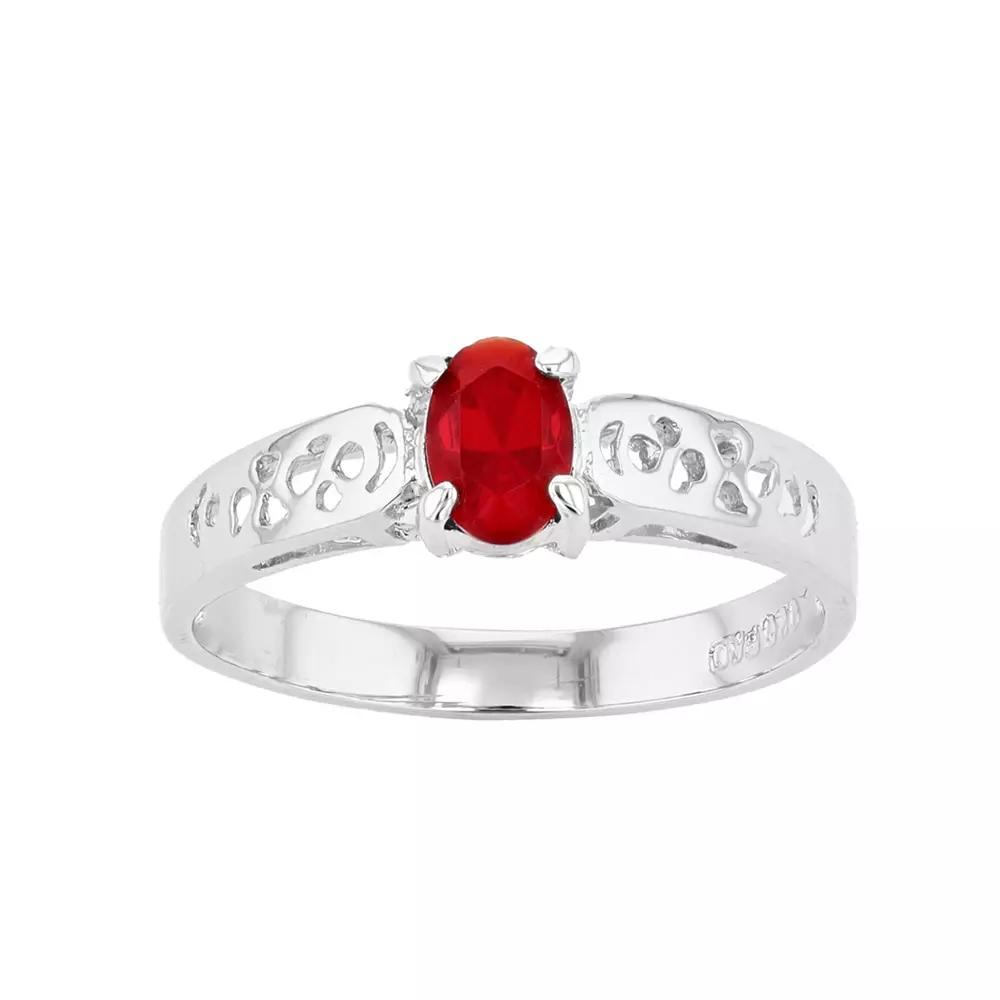 Traditions Jewelry Company Sterling Silver Crystal Birthstone Filigree Ring, Women's,  Product Image