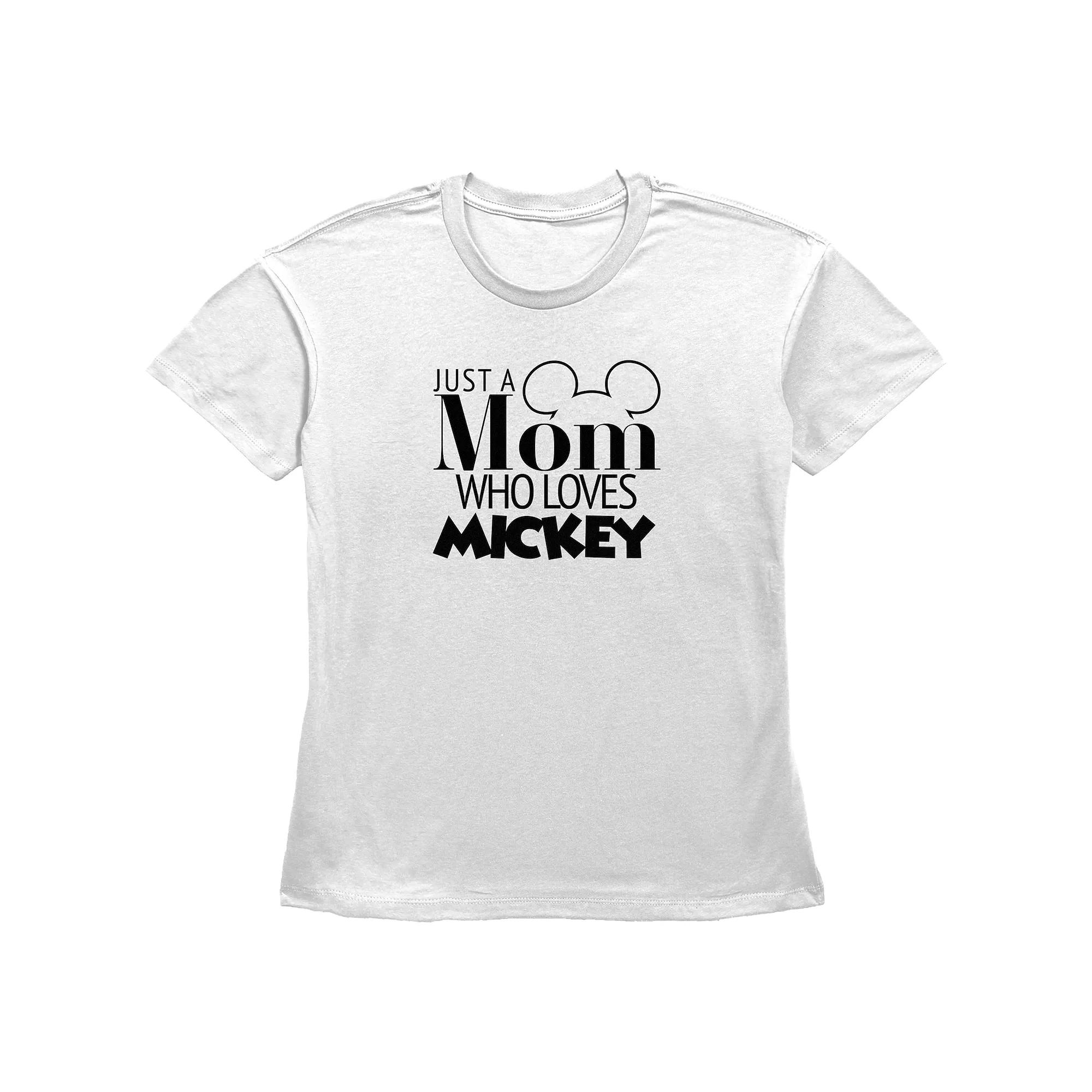 Disney Mickey Mouse Women's Just A Mom Who Loves Mickey Basic Fit Graphic Tee,  Product Image