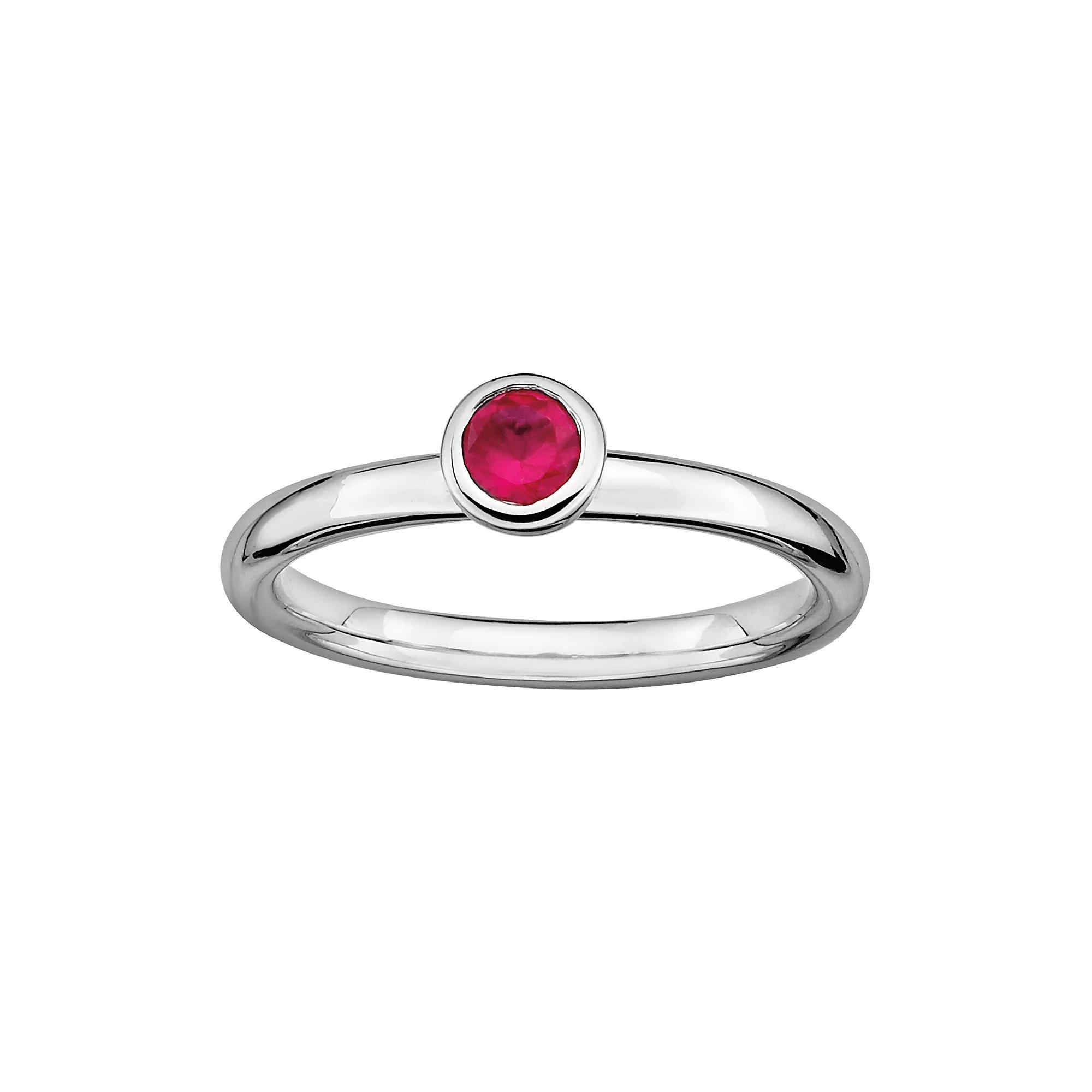 Stacks & Stones Sterling Silver Lab-Created Ruby Stack Ring, Women's, Size: 10 Product Image