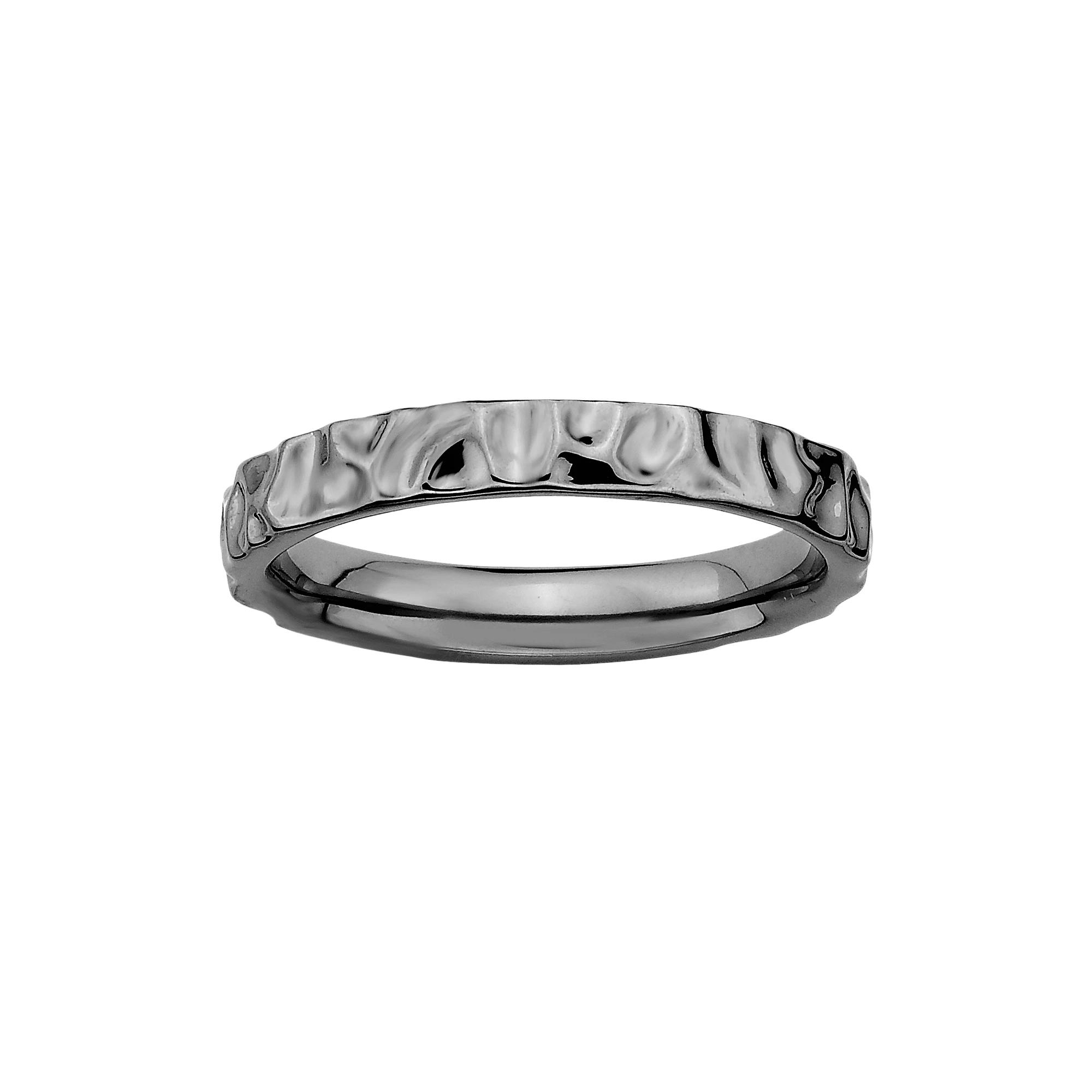 Stacks & Stones Ruthenium-Plated Sterling Silver Hammered Stack Ring, Women's, Size: 5, Black Product Image