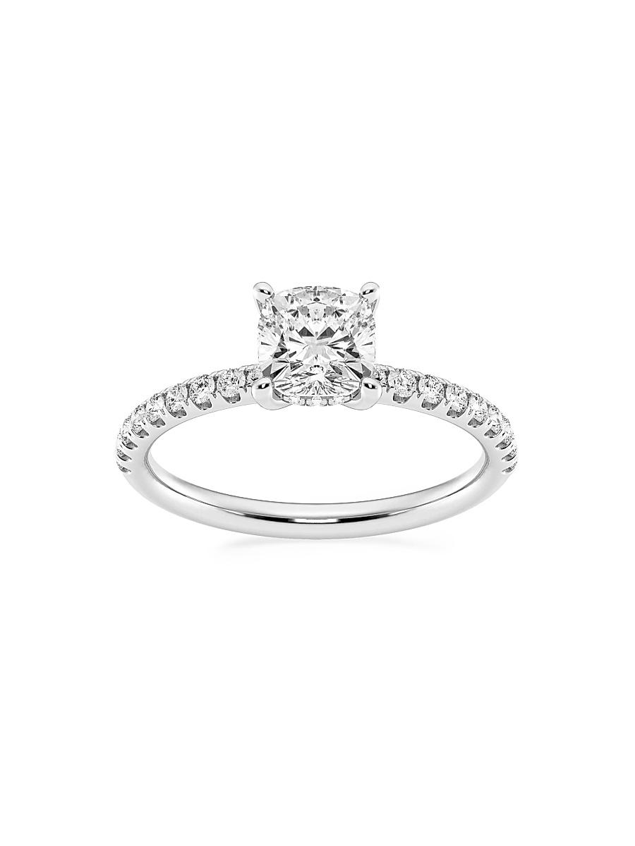 Womens 14K White Gold & Cushion-Cut Lab-Grown Diamond Hidden Halo Ring/0.80-3.41 TCW Product Image