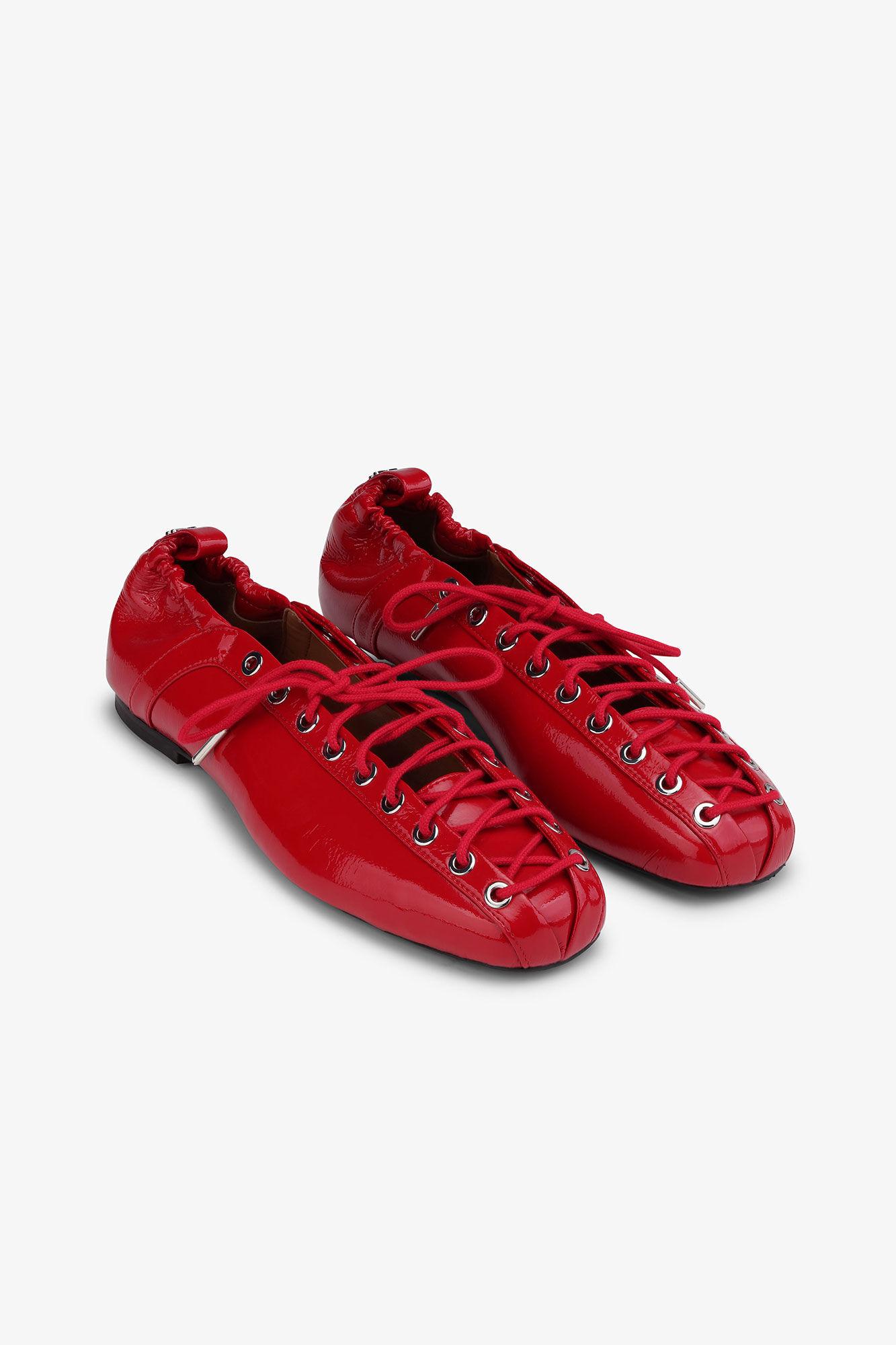 Red Lace-Up Ballerinas Product Image