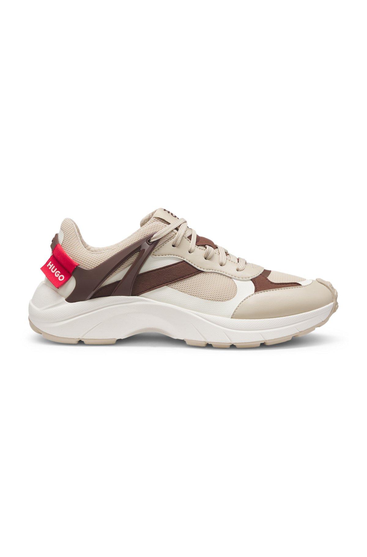 HUGO - Logo-backtab trainers with mesh details - Light Beige Product Image