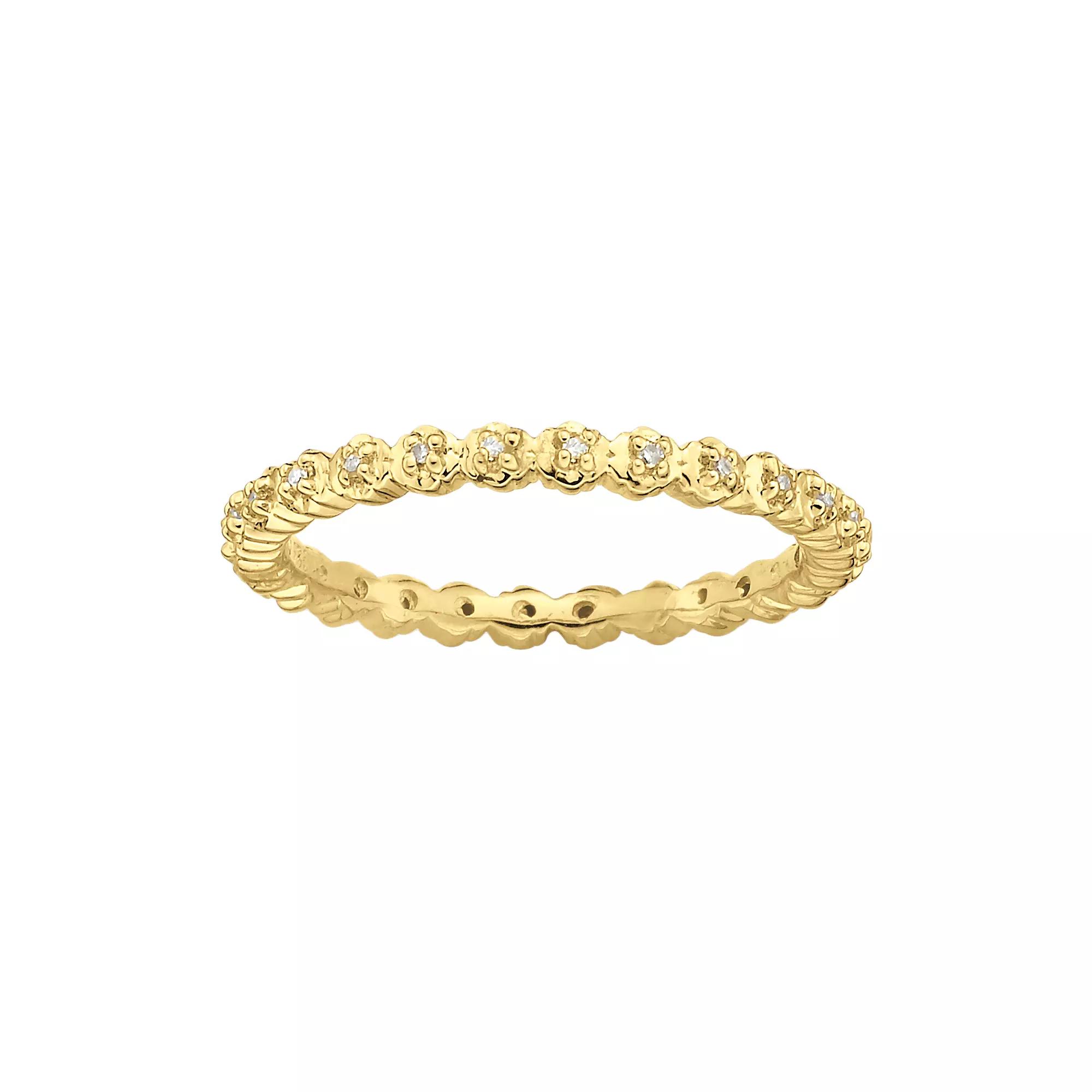 Stacks & Stones 18k Gold Over Silver Diamond Accent Stack Ring, Women's, Size: 7 Product Image