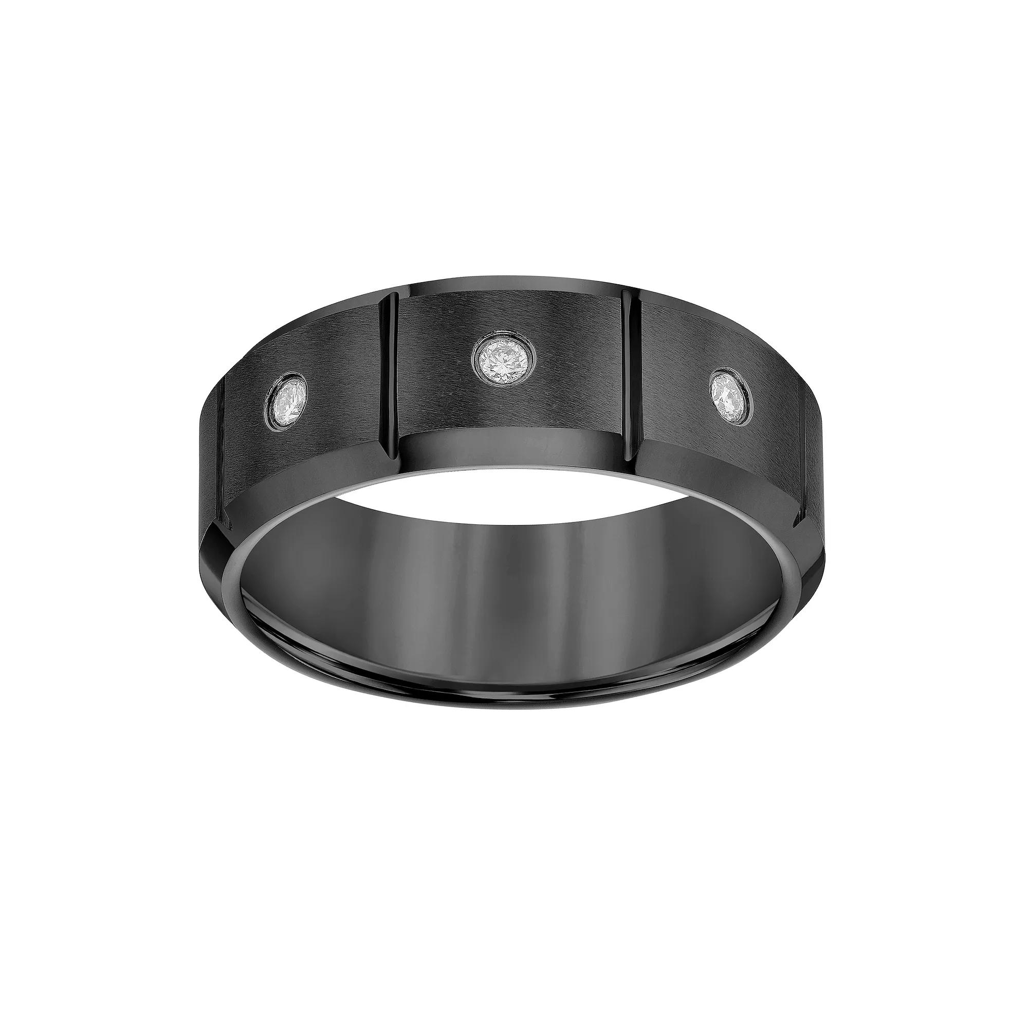 AXL 1/10 Carat T.W. Diamond Black Tungsten Carbide 8 mm Mens Comfort Fit Band Product Image