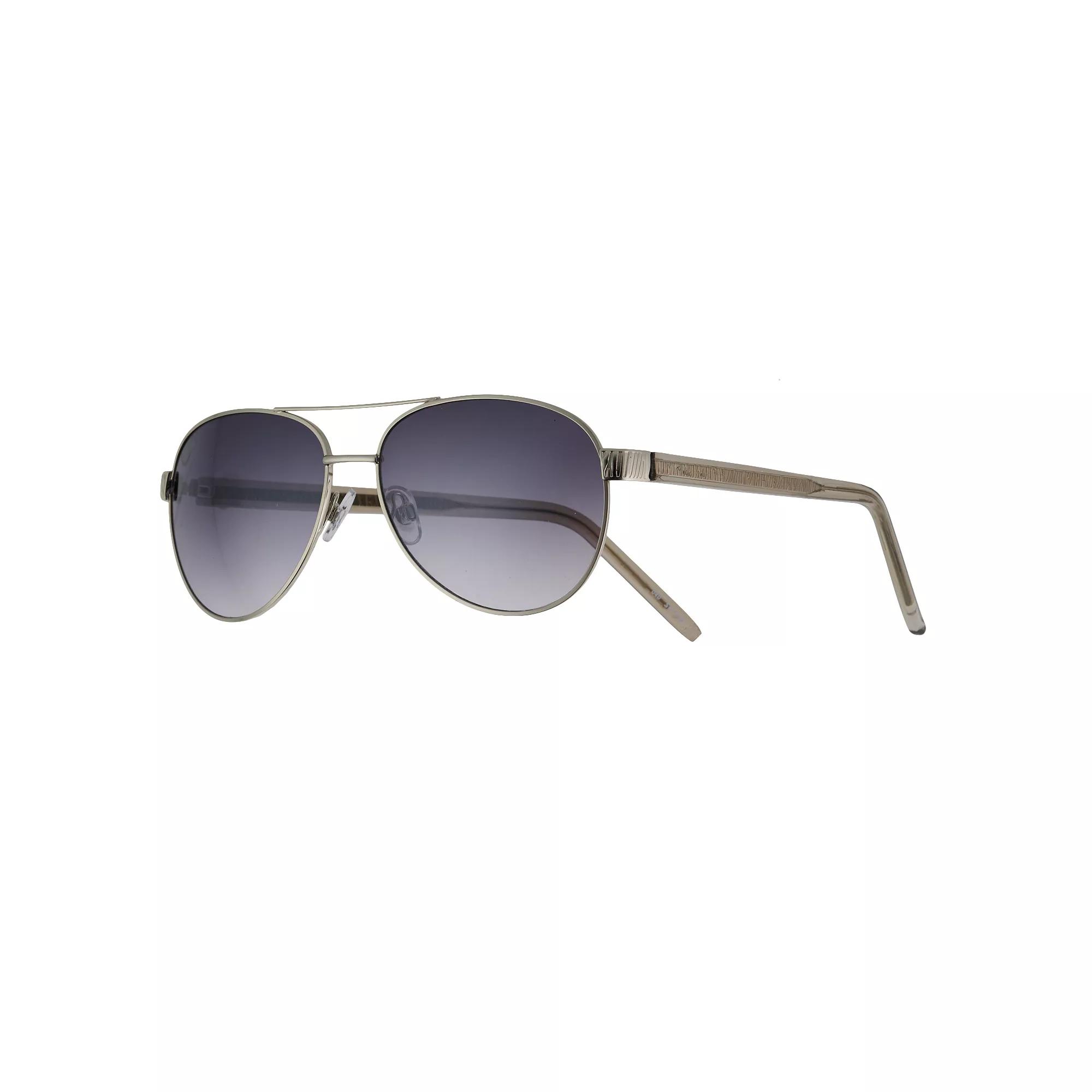 Women's Nine West 58mm Metal Aviator with Textured Wire Core Sunglasses, Silver Product Image