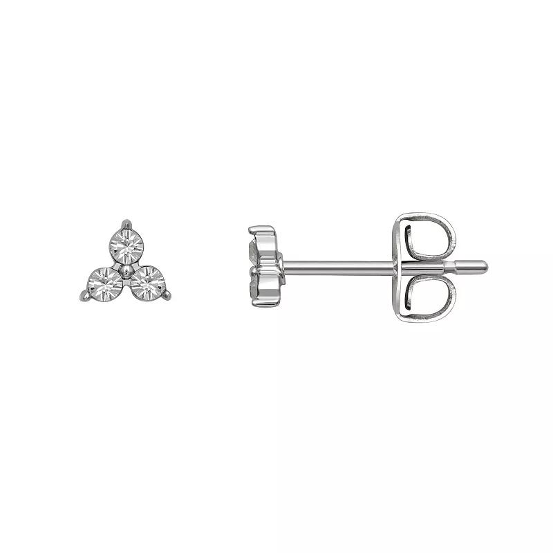 Brilliance Silver Tone Triple Crystal Birthstone Stud Earrings, Women's, Silver Tone November Product Image