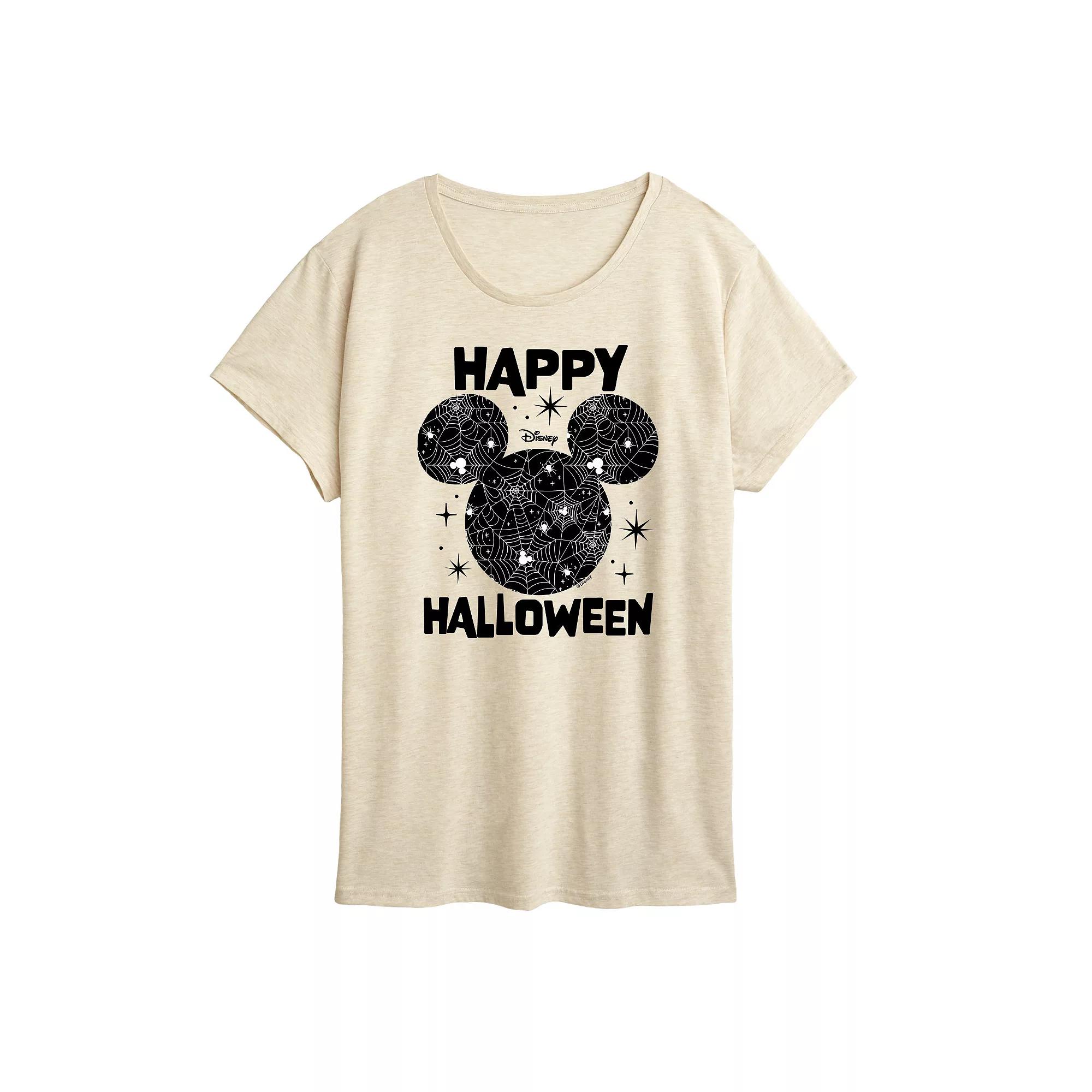 Disney's Mickey Mouse Women's Happy Halloween Spider Web Graphic Tee,  Product Image