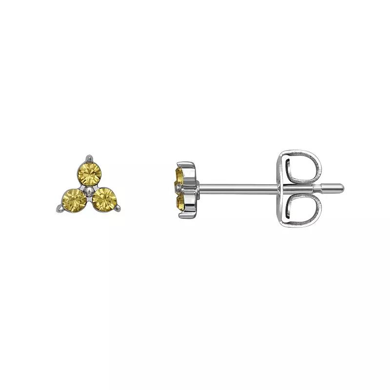 Brilliance Silver Tone Triple Crystal Birthstone Stud Earrings, Women's, Silver Tone November Product Image